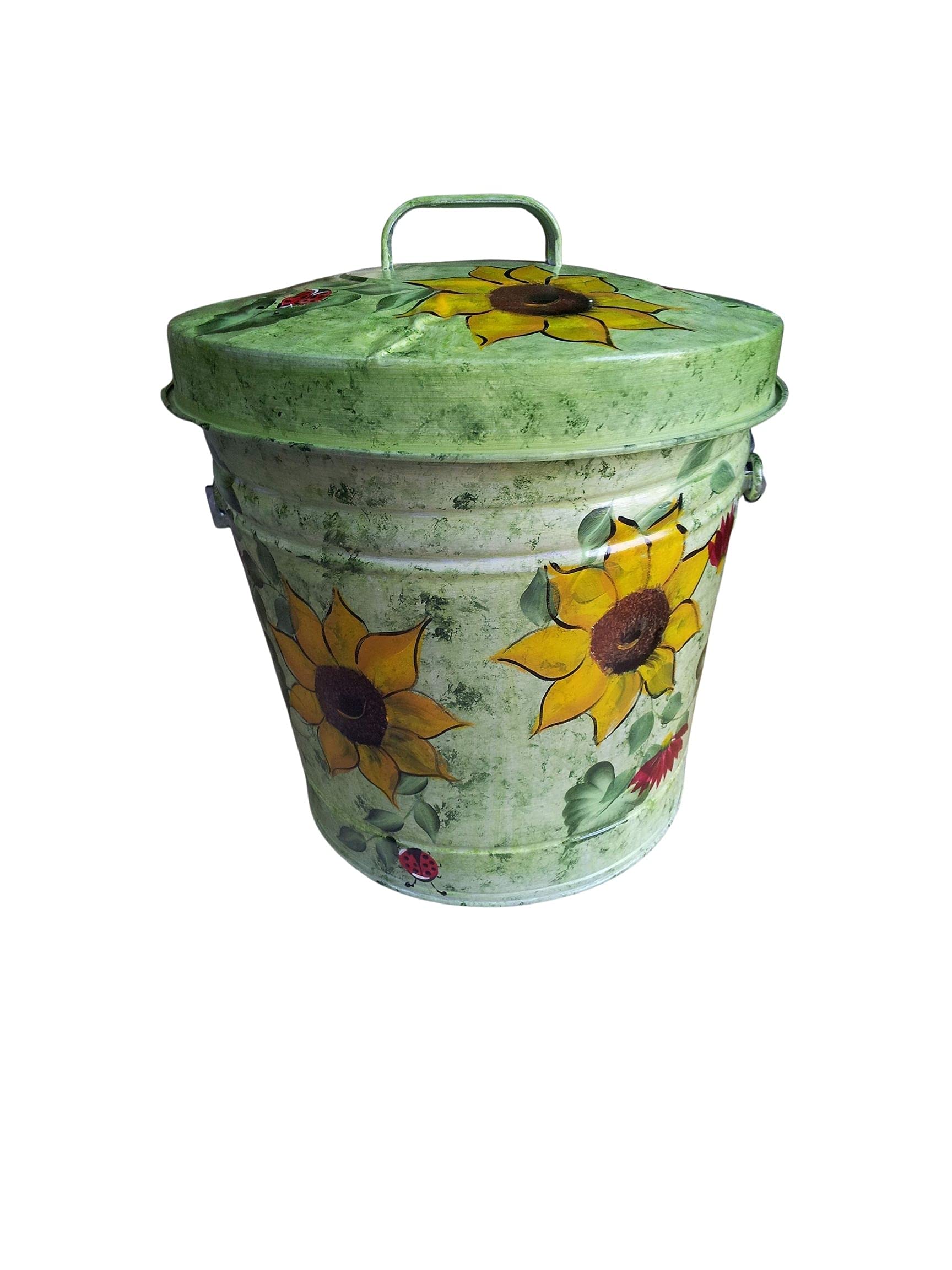 6 Gallon Hand Painted Decorative Trash Can - Elegant Waste Bin for Kitchen, Bathroom & Office - Eco-Friendly Garbage Can with Lid - Perfect for Home Decor and Waste Management