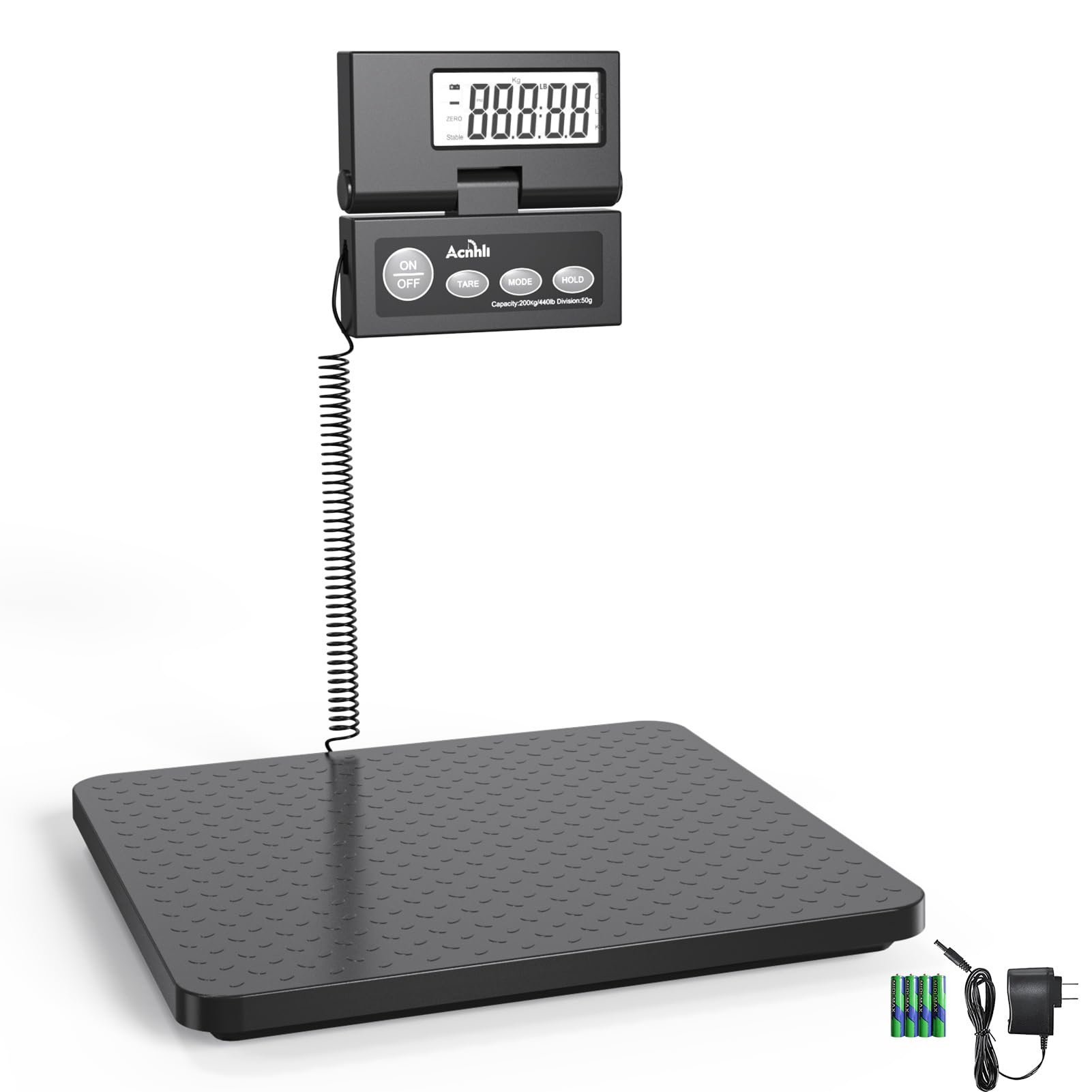 440lbs/1oz Ultra-Thin Shipping Scale - Foldable LCD Display with Tare Function, High Accuracy Postal Scale for Packages - Perfect for Warehouses, Homes, Offices (Includes Manual & Adapter) | Ideal for E-commerce Sellers, Small Businesses & Home Shipping Needs