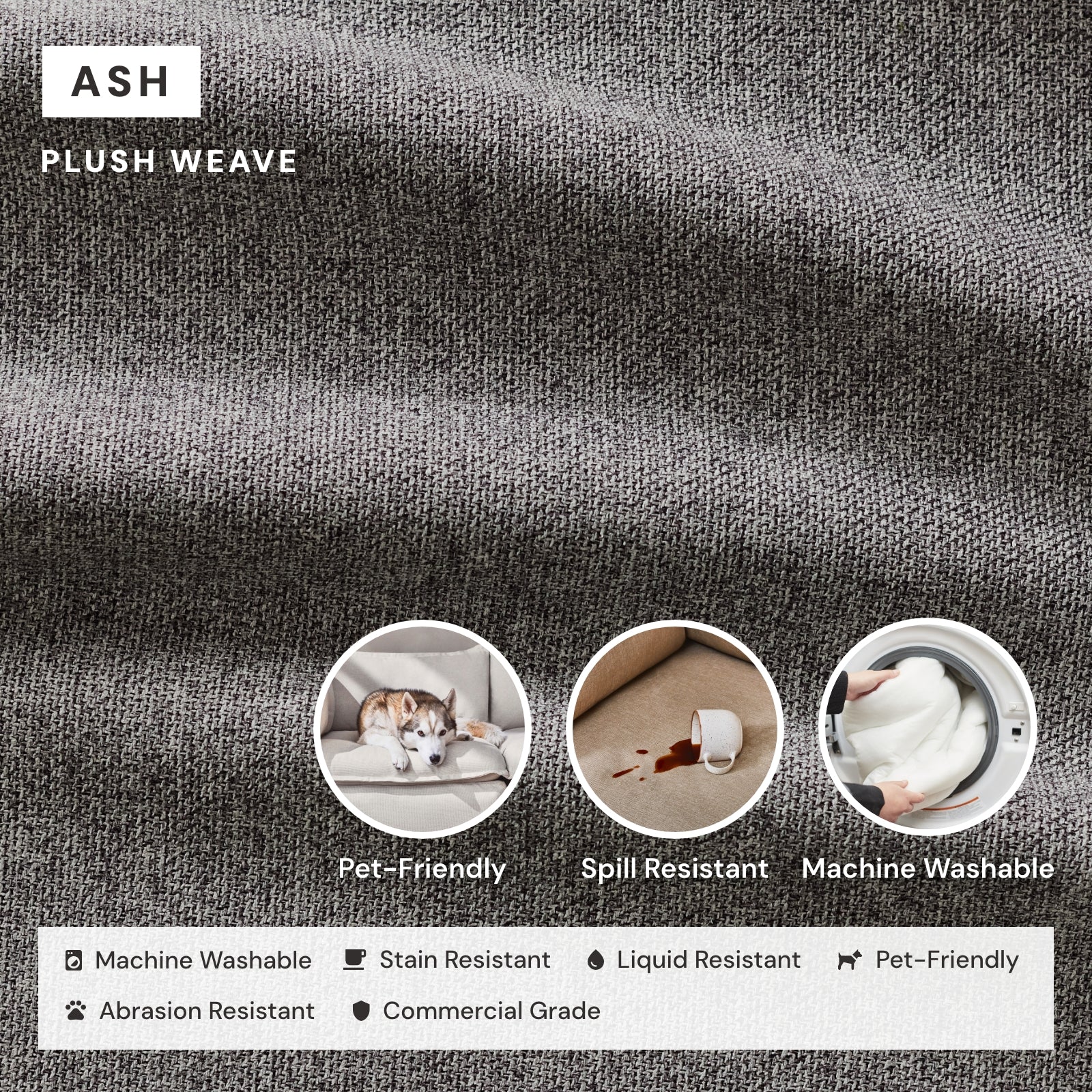 Premium Modular Performance 2-Seater Sofa in Ash Gray - Modern Comfort for Living Room & Lounge Areas | Relaxed Blend Fabric for Cozy Home Decor