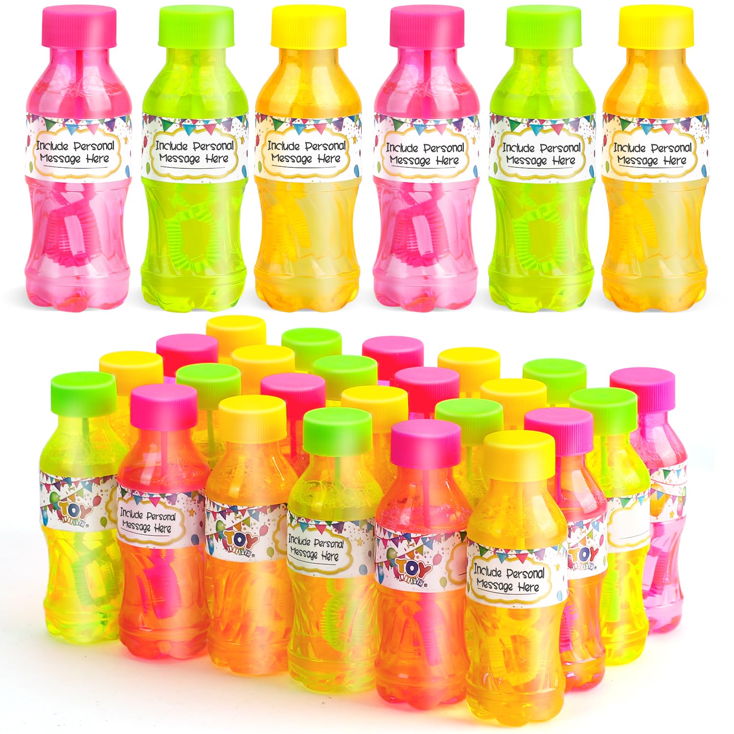 TOY Life 24 Pack Bubble Bottles with Wands - Bulk Bubble Solution for Kids Party Favors - Easter, Wedding, Birthday & Summer Party Supplies - Fun Outdoor & Indoor Activities for Children