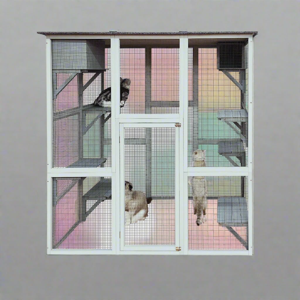 4 Tier Outdoor Cat & Small Pet Cage – Spacious Weatherproof Catio Enclosure for Cats, Rabbits & Small Animals | Durable Metal Playpen for Patio, Garden & Backyard Use | SKU: MSHCAT016