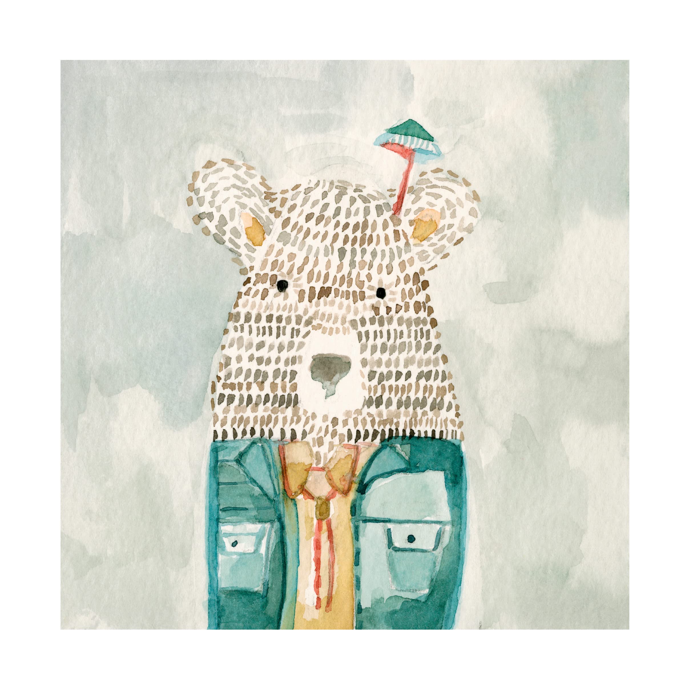 Trademark Fine Art 'Mr Bolo Bear' Canvas Wall Art by Natalie Timbrook - Perfect for Nursery, Kids Room & Playroom Decor