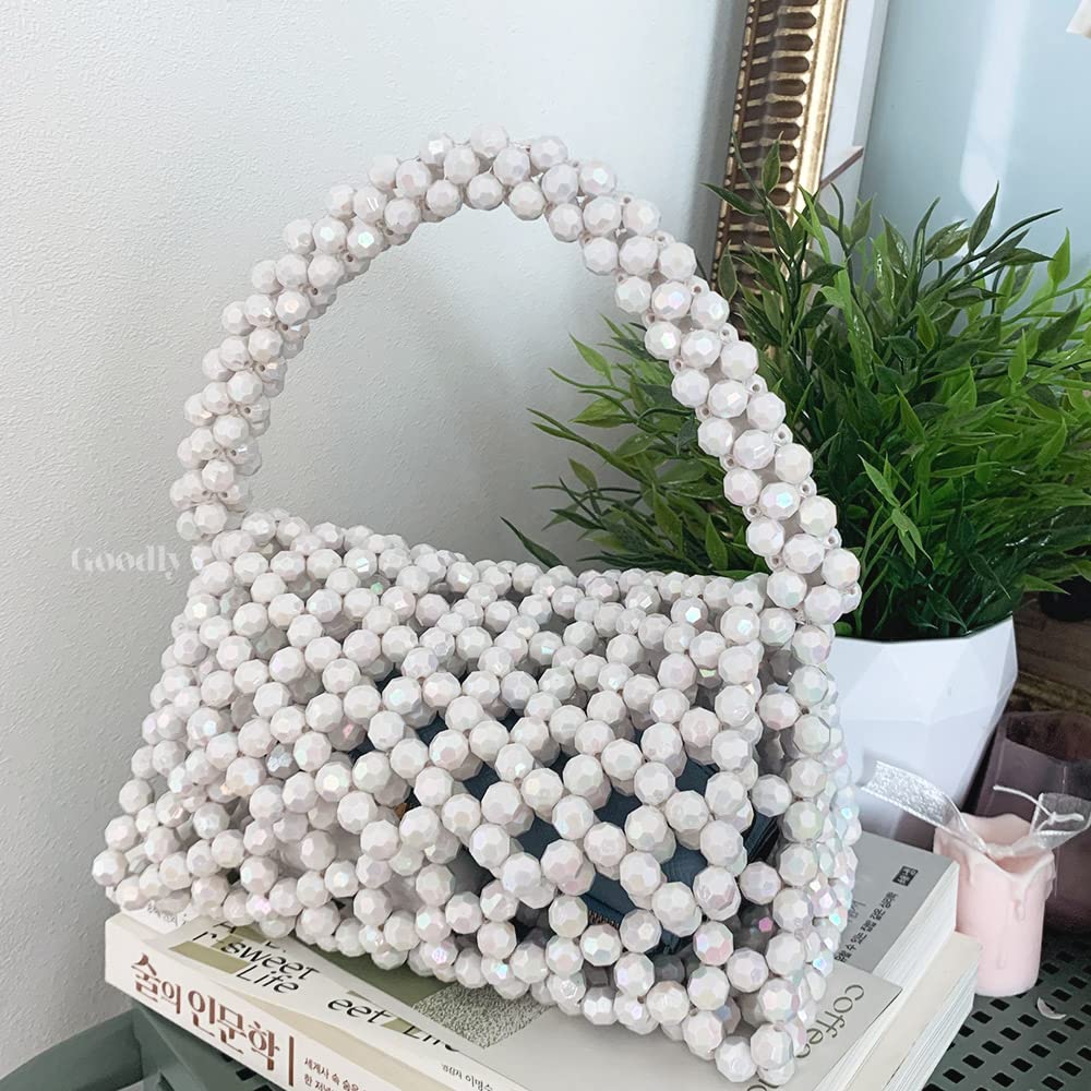 Crystal Beaded Handbag - Elegant Pearl Beaded Shoulder Bag & Mini Tote for Women | Perfect for Evening Parties, Weddings & Special Occasions