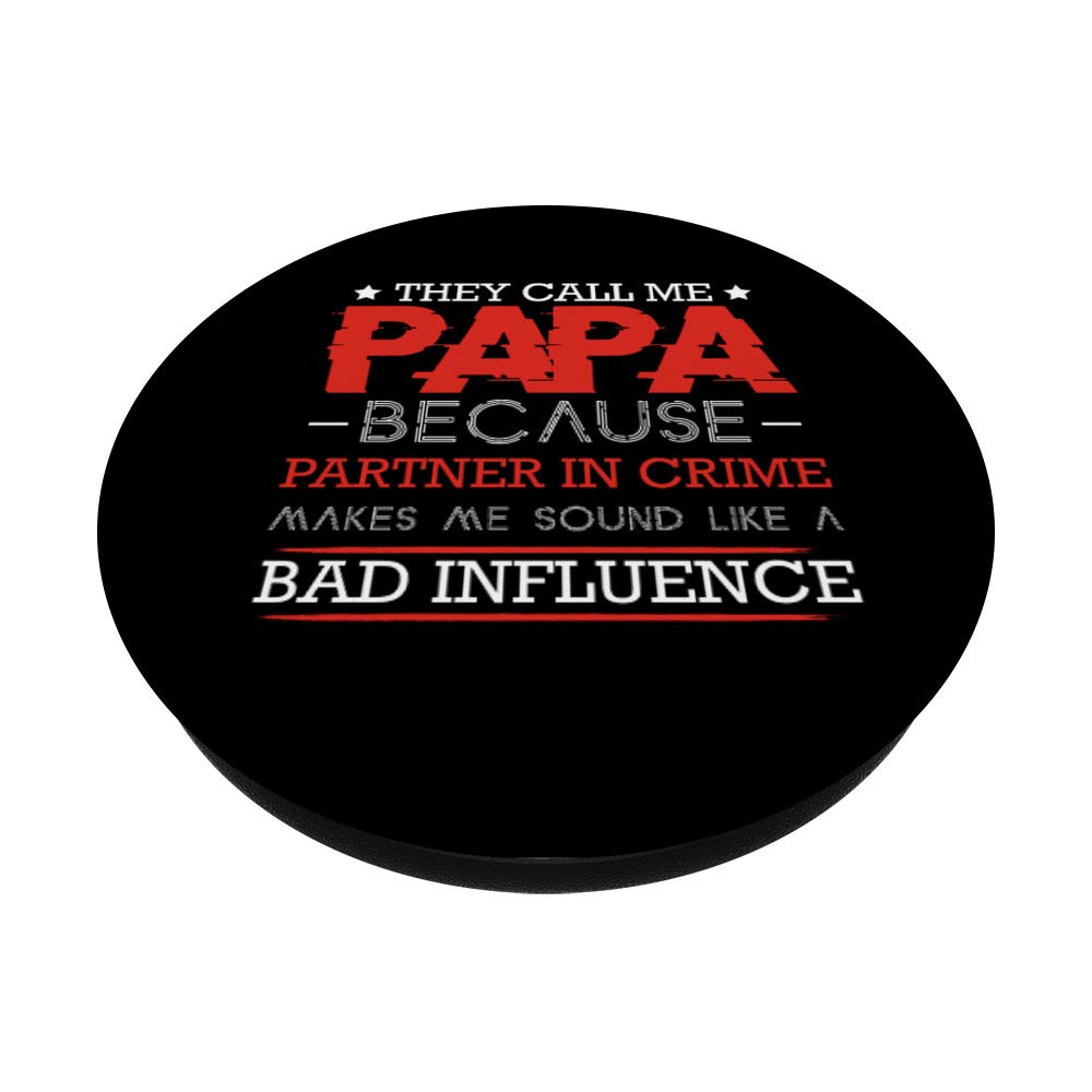 Funny 'They Call Me Papa Because Partner In Crime Grandpa' PopSockets PopGrip - Swappable Phone & Tablet Grip for Grandparents, Fathers Day Gifts, Family Reunions | Perfect for Smartphones, iPads & Daily Use