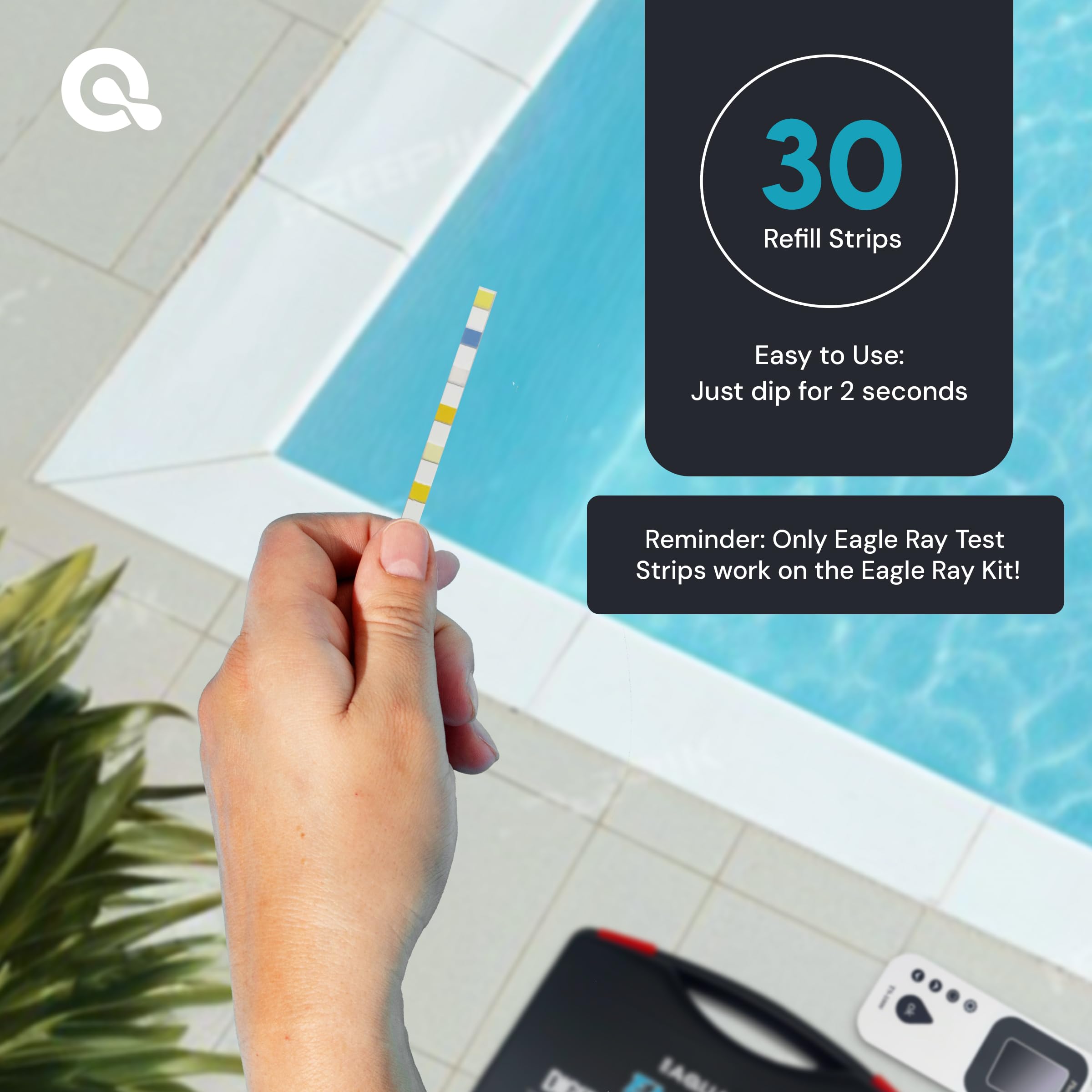 **AquaDoc Digital Water Testing Kit - Accurate Pool & Hot Tub Water Tester for Chlorine, pH, Alkalinity | Includes Water Analyzer & Test Strips | Ideal for Home Pools, Spas & Maintenance**