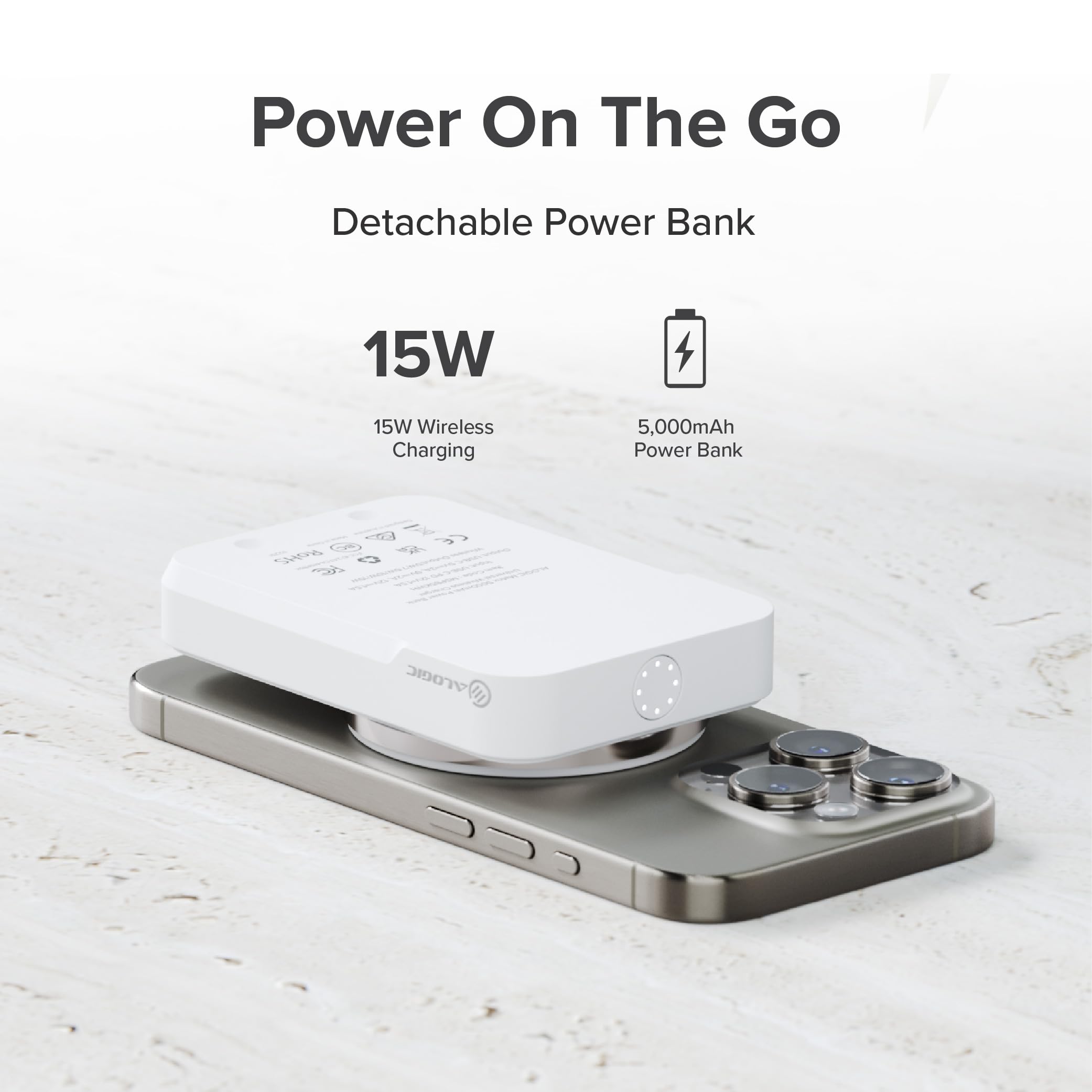 Alogic Matrix Ultimate 3-in-1 Wireless Charger with 5000mAh MagSafe Power Bank | Fast Charging Station for iPhone 14/13/12 | Portable Wireless Charger for Home, Office & Travel