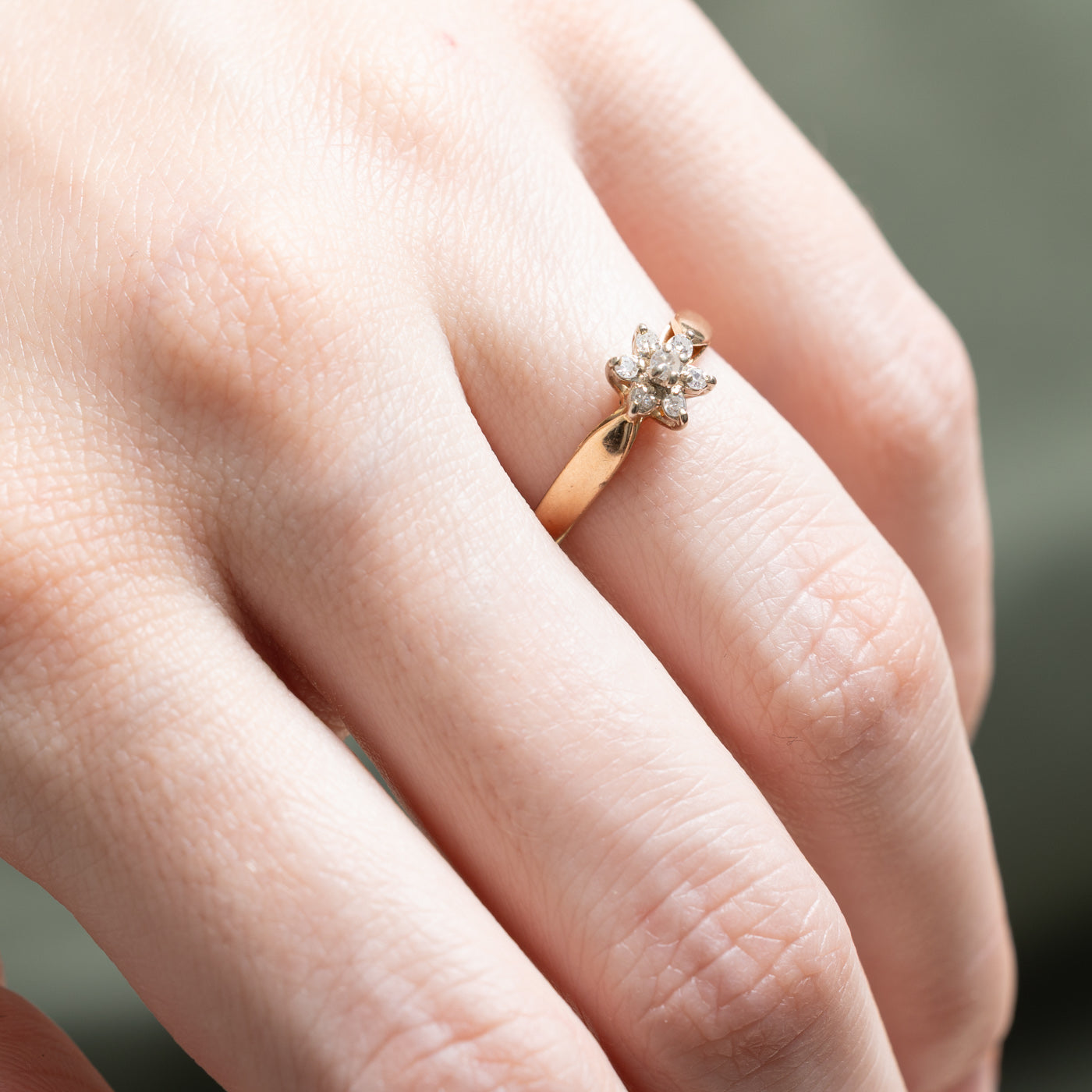 0.09ctw Diamond Petal Ring for Women - Size 6 | Elegant Floral Engagement & Wedding Band | Perfect for Anniversary, Proposal, and Special Occasions