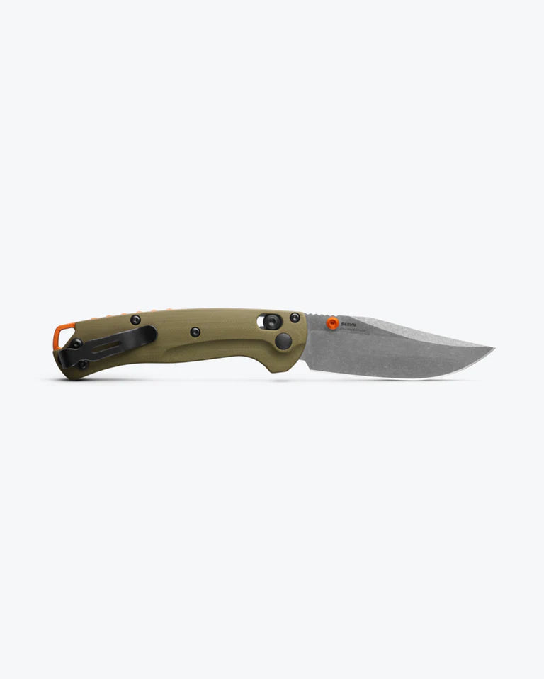 Benchmade 15534 Mini Taggedout Folding Knife - Axis Lock, Plain Stonewash Polish Blade, OD Green G10 Handles - EDC, Outdoor Camping & Survival Tool
