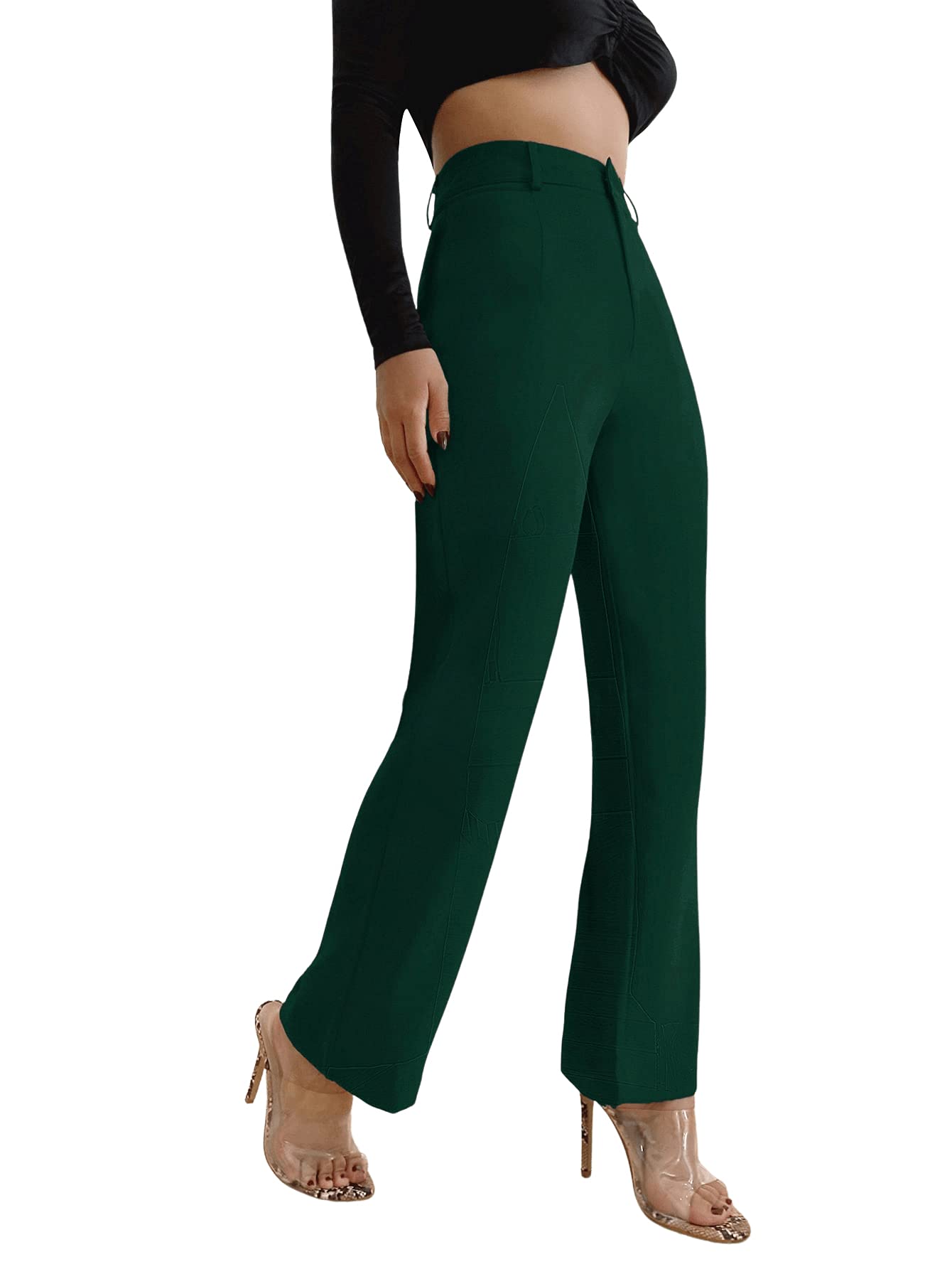 SweatyRocks Women's High Waist Solid Color Dress Pants - Professional Office Work Trousers for Business Casual & Formal Wear