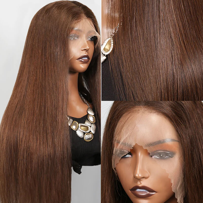 Eullair Perfect Chocolate Brown Lace Frontal Human Hair Wig - Natural Looking 13x4 HD Lace Wig for Black Women | TikTok Viral Hairpiece for Everyday Wear & Special Occasions