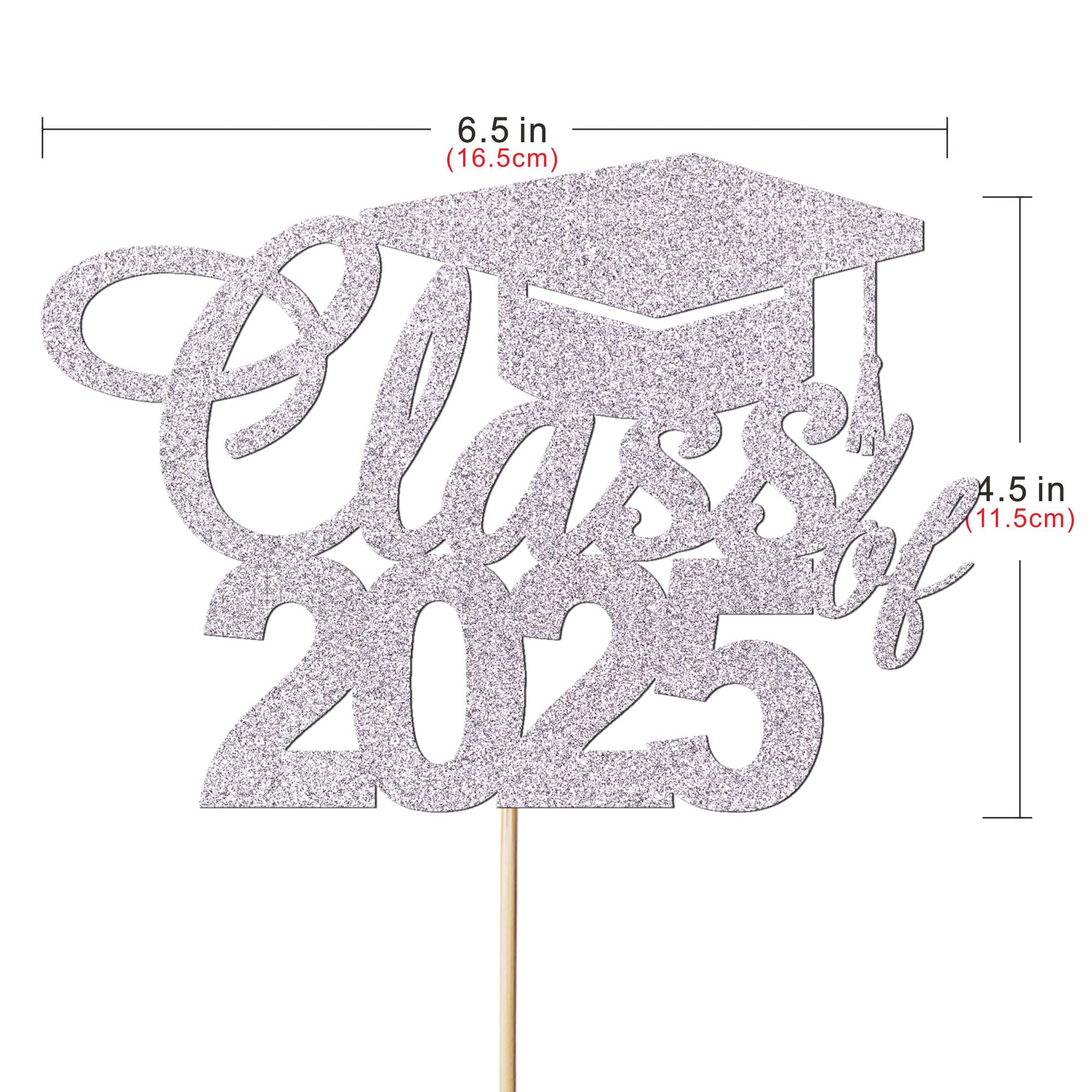 Class of 2025 Graduation Cake Topper - Silver Ceremony Cake Decoration for Graduation Parties, Commencement Celebrations & School Events