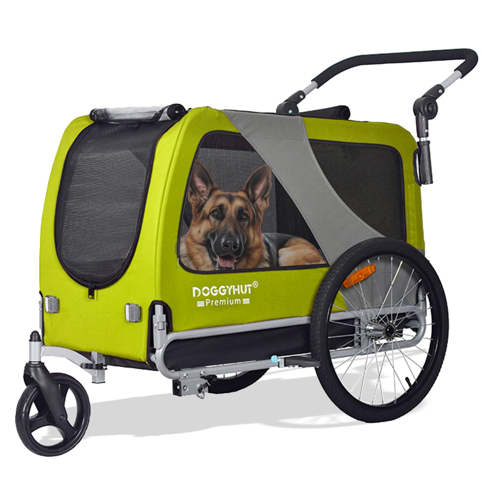 DOGGYHUT® Premium Large/XL Pet Bike Trailer & Stroller for Big Dogs - Heavy Duty Bicycle Carrier with Low Center Gravity, Parking Brakes & Foldable Frame - Perfect for Cycling, Jogging & Outdoor Adventures with Your Dog