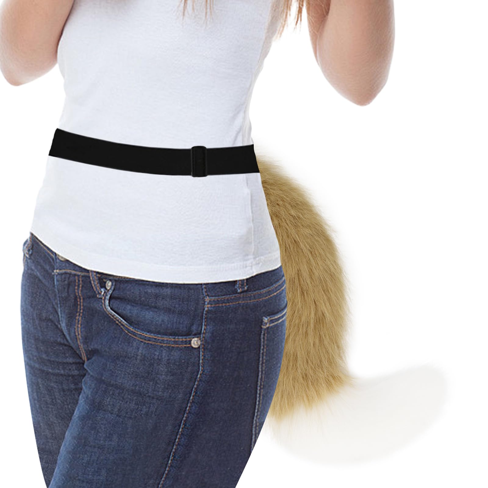 HAOAN Faux Fur Fox Tail & Ears Headband Set - Halloween Cosplay Costume for Adults, Werewolf & Animal Theme Parties - Perfect for Halloween, Cosplay Events & Costume Parties