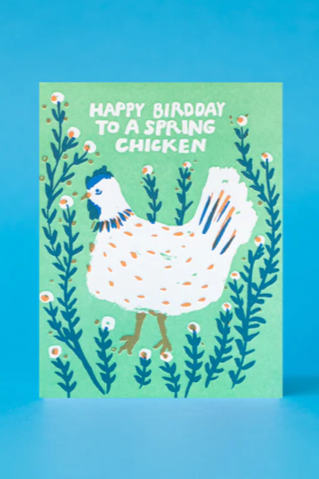 Funny Spring Chicken Birthday Card - Humorous Greeting Card for Friends & Family - Perfect for Birthdays, Celebrations & Gifts