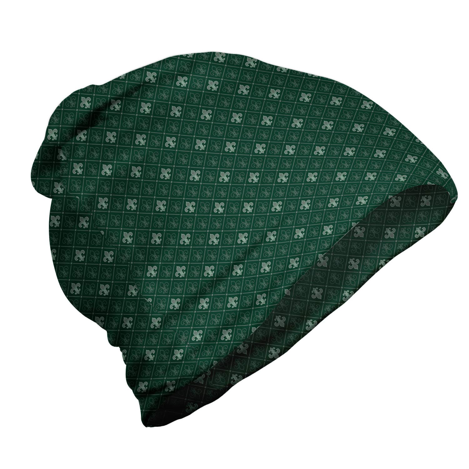 Ambesonne Unisex Winter Beanie Hat - Classic Floral Pattern, Soft Knit, Warm Fleece Lined for Men & Women - Perfect for Hiking, Camping, Snowboarding & Outdoor Activities