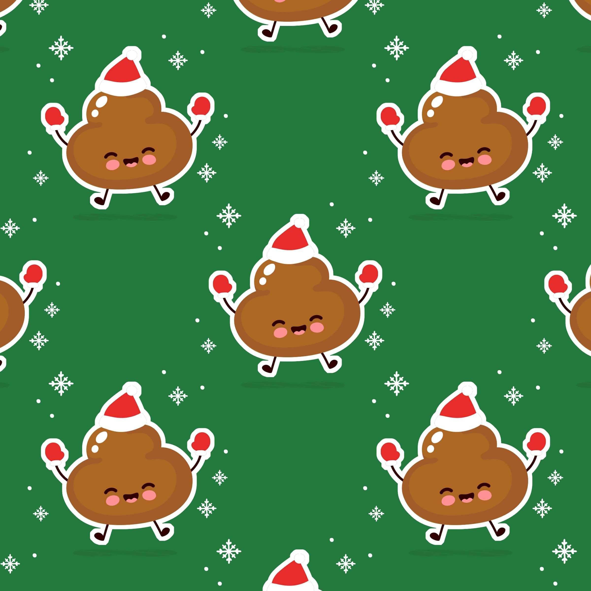 Funny Poop Christmas Wrapping Paper - Cute Holiday Emoji Gift Wrap for Kids | 12ft x 30in Roll | Perfect for Xmas Party Decorations, Stocking Stuffers & Secret Santa Gifts