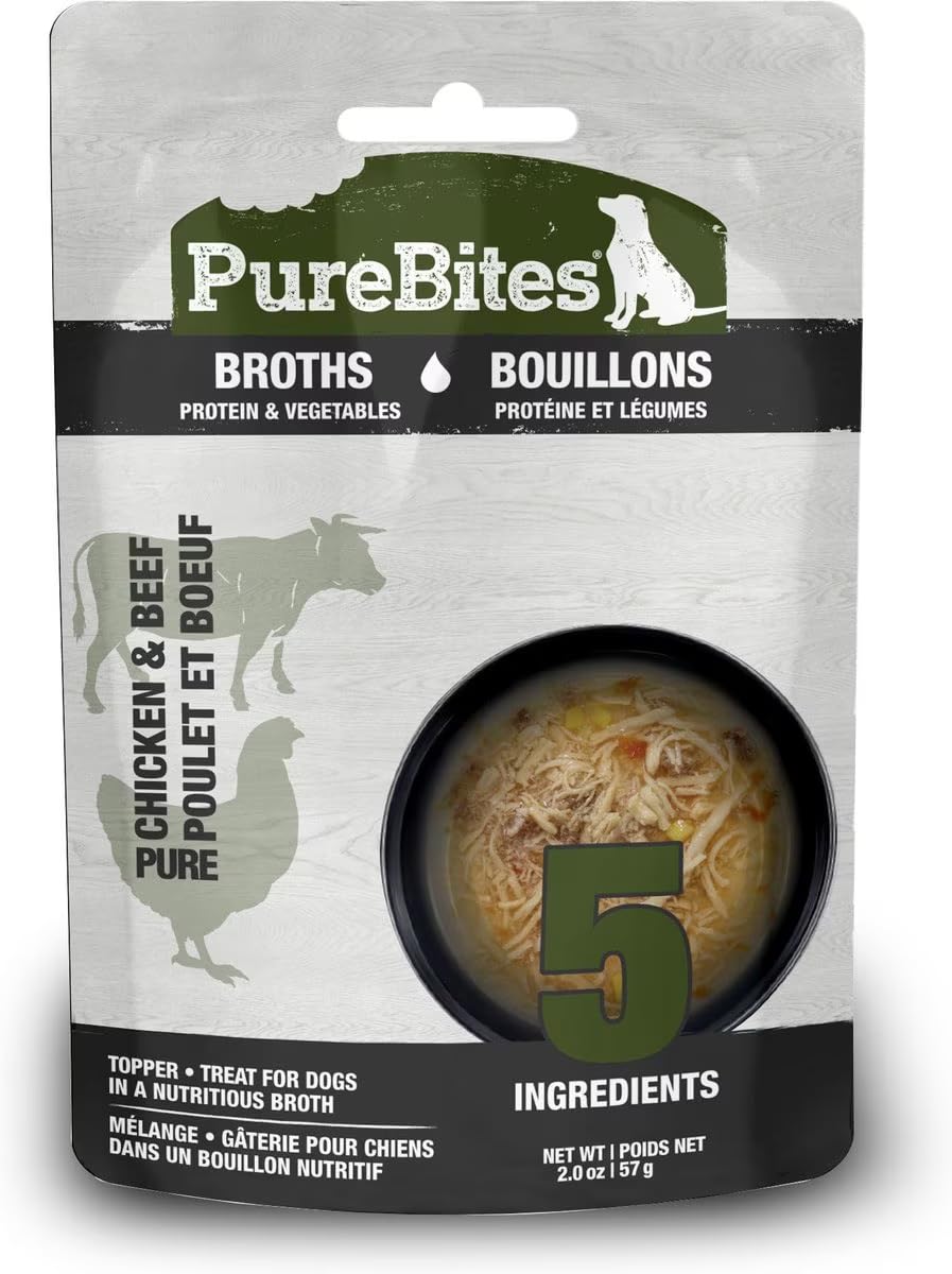Aurora Grain-Free Dog Broth Variety Pack - 12 Pack (3 Chicken & Beef, 3 Chicken & Vegetables, 3 Tuna & Salmon, 3 Tuna & Vegetables) 2oz Each | Healthy Hydration for Dogs | Perfect for Travel, Training & Senior Dogs