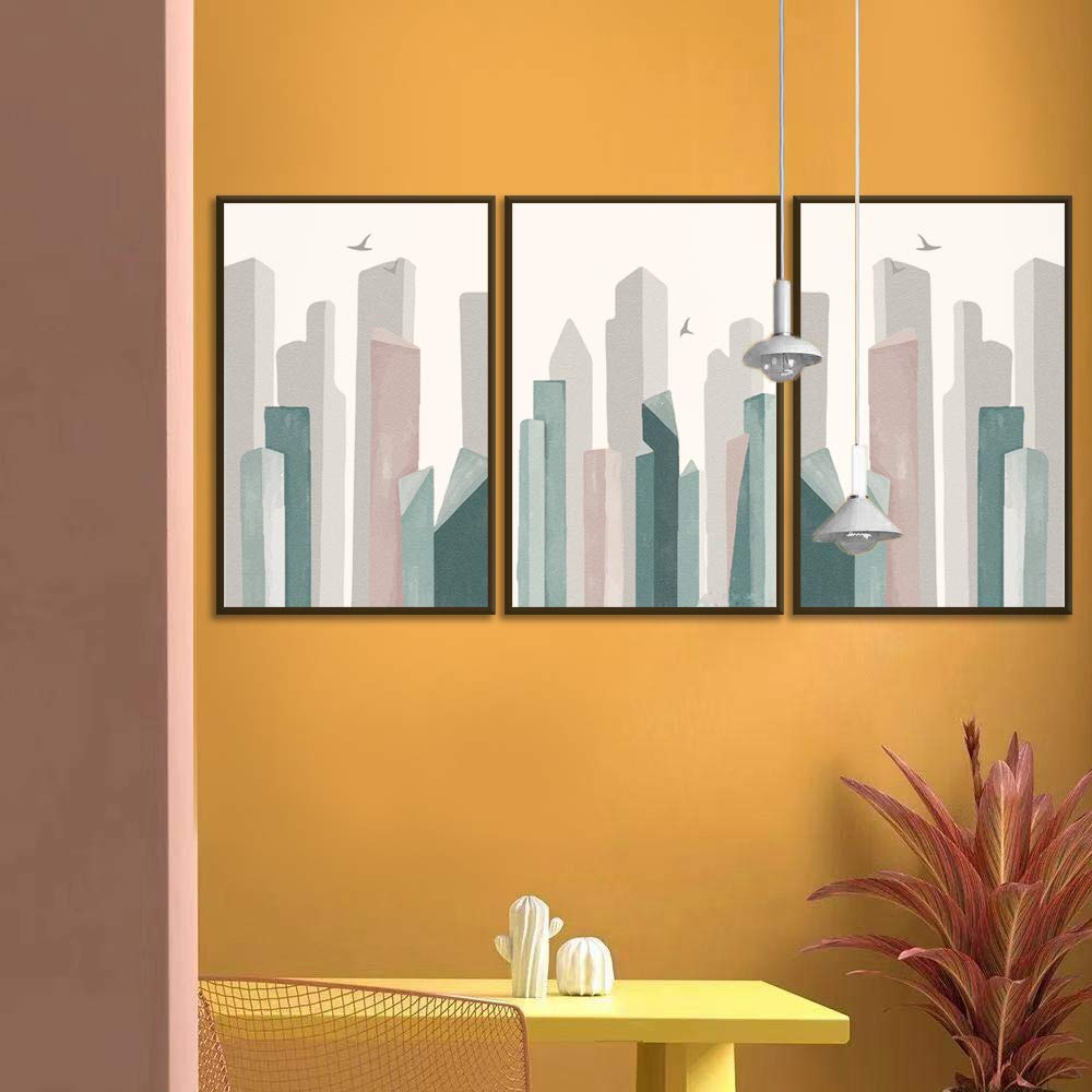 Wall26 3-Panel Framed Canvas Wall Art Set - Modern Cityscape Building Theme Print for Living Room & Bedroom Decor - 16x24 Inches Ready to Hang - Perfect for Home, Office & Apartment Wall Decoration