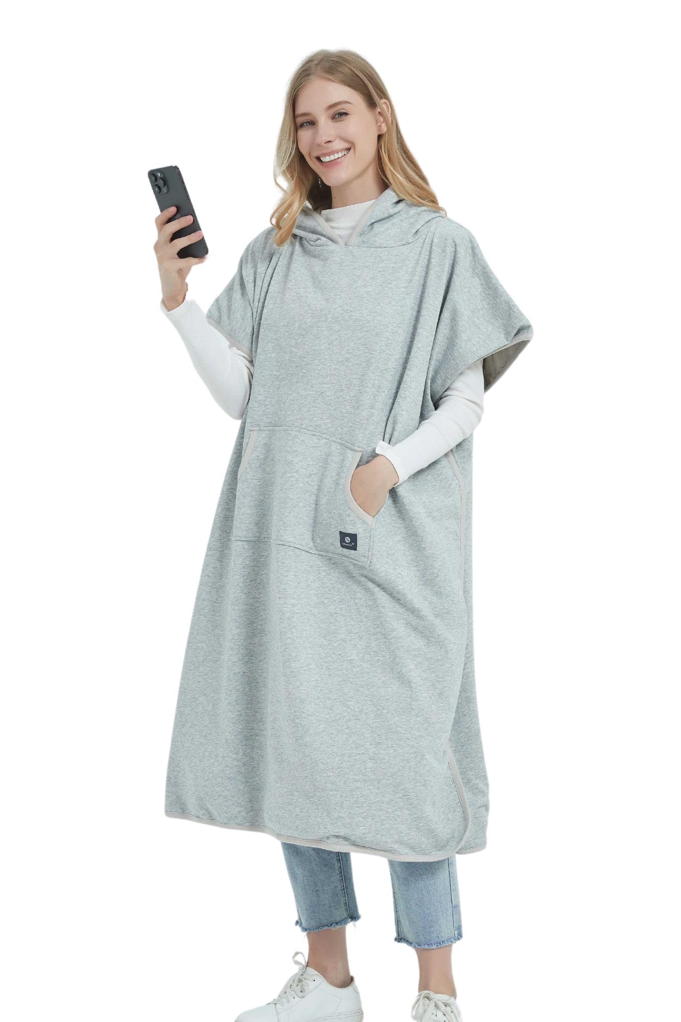 Radia Smart® EMF Protection Hooded Poncho for Adults - Anti-Radiation Blanket, Wearable Faraday Cage, RF & WiFi Shielding Clothing (Grey, Oversized) - Perfect for Home, Office & Travel EMF Protection