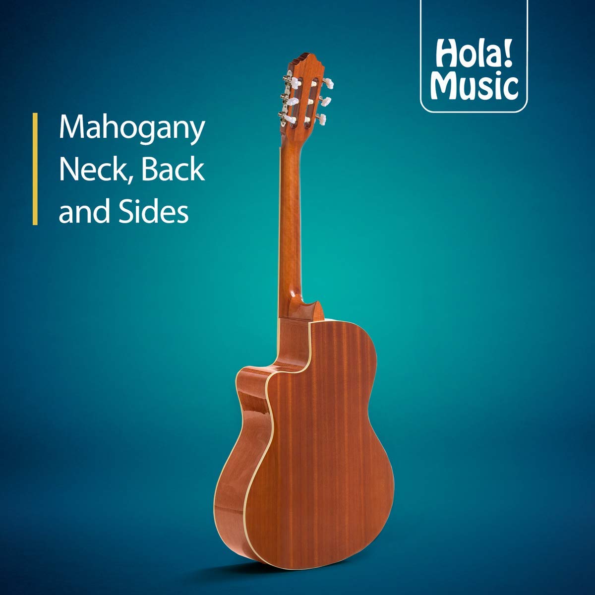 Hola! Music™ Cutaway Classical Guitar 39 Inch Full Size HG-39C with Savarez™ Nylon Strings - Natural Gloss Finish & Free Padded Gig Bag - Perfect for Beginners, Performances & Studio Recording