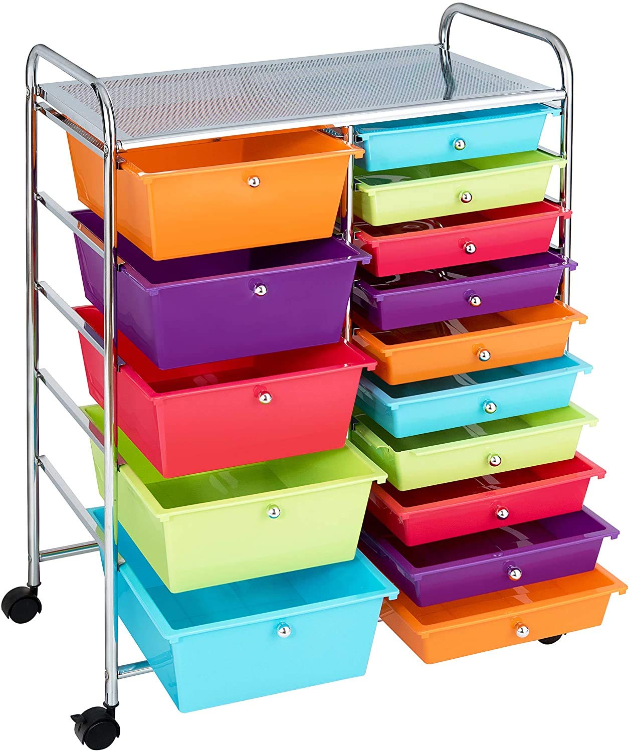 ARLIME 15-Drawer Rolling Storage Cart with Wheels - Multicolor Organizer for Office, School, Craft Room & Home - Perfect for Office Supplies, Scrapbook Paper, Art Materials & Stationery Storage - Mobile Workstation Solution for Teachers, Students & Professionals