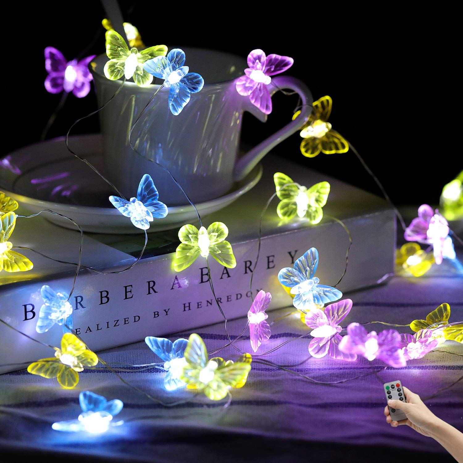Butterfly String Lights - 40 LED USB Plug-in with Remote Control, 8 Lighting Modes, 21.1ft Waterproof Fairy Lights for Indoor Outdoor Garden, Patio, Party, Wedding, Christmas Decor | Perfect for Bedroom, Backyard, Holiday & Festival Decorations