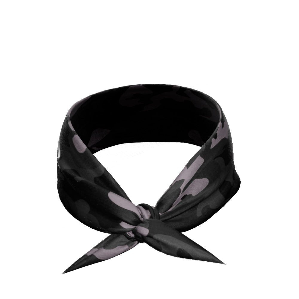 Blackout Camo Tie Headband for Women & Men - Adjustable Sports Head Wrap for Running, Workout, Yoga & Outdoor Activities