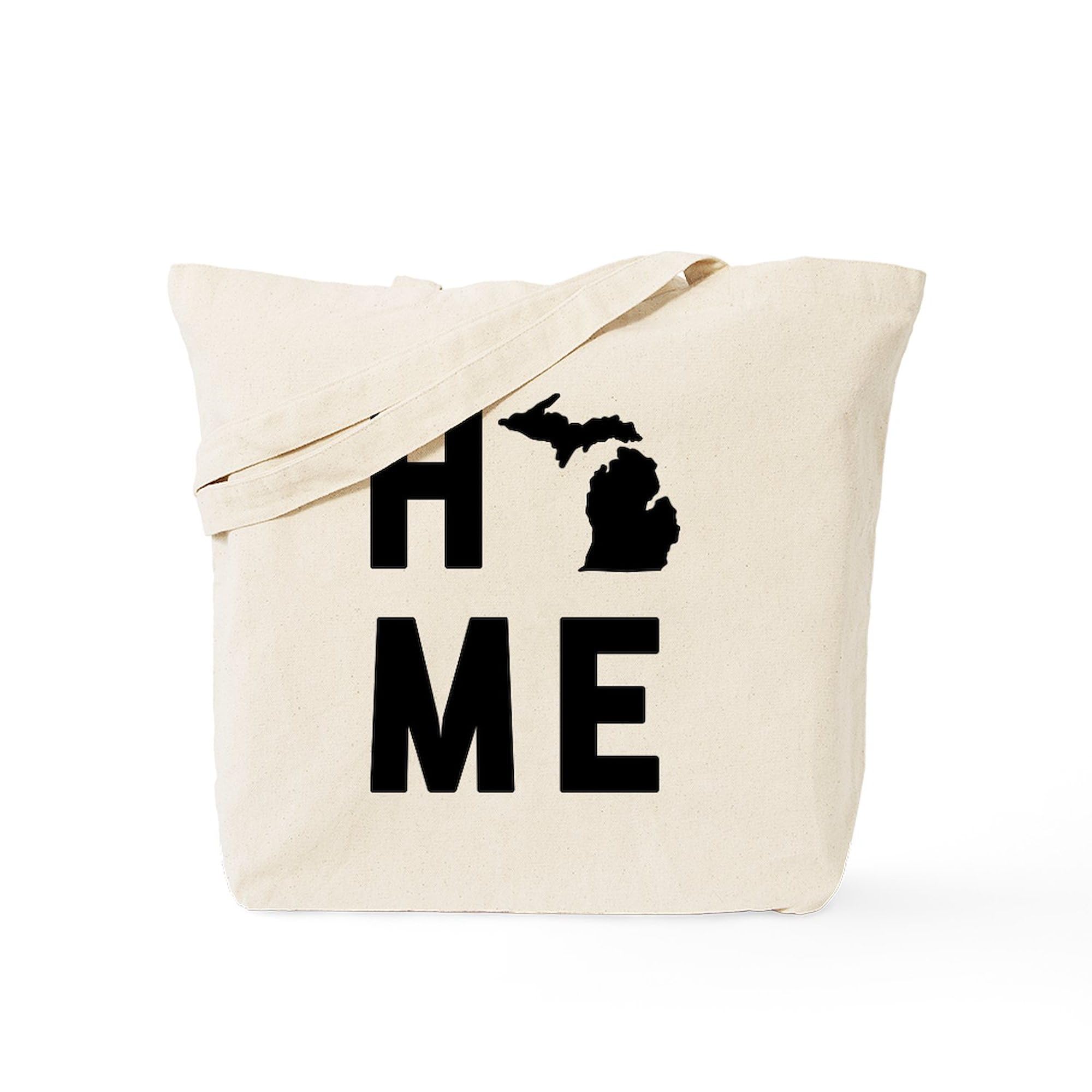 Michigan Home Tote Bag - Natural Canvas Reusable Shopping Bag for Groceries, Beach & Everyday Use | Eco-Friendly Cotton Tote with Sturdy Handles