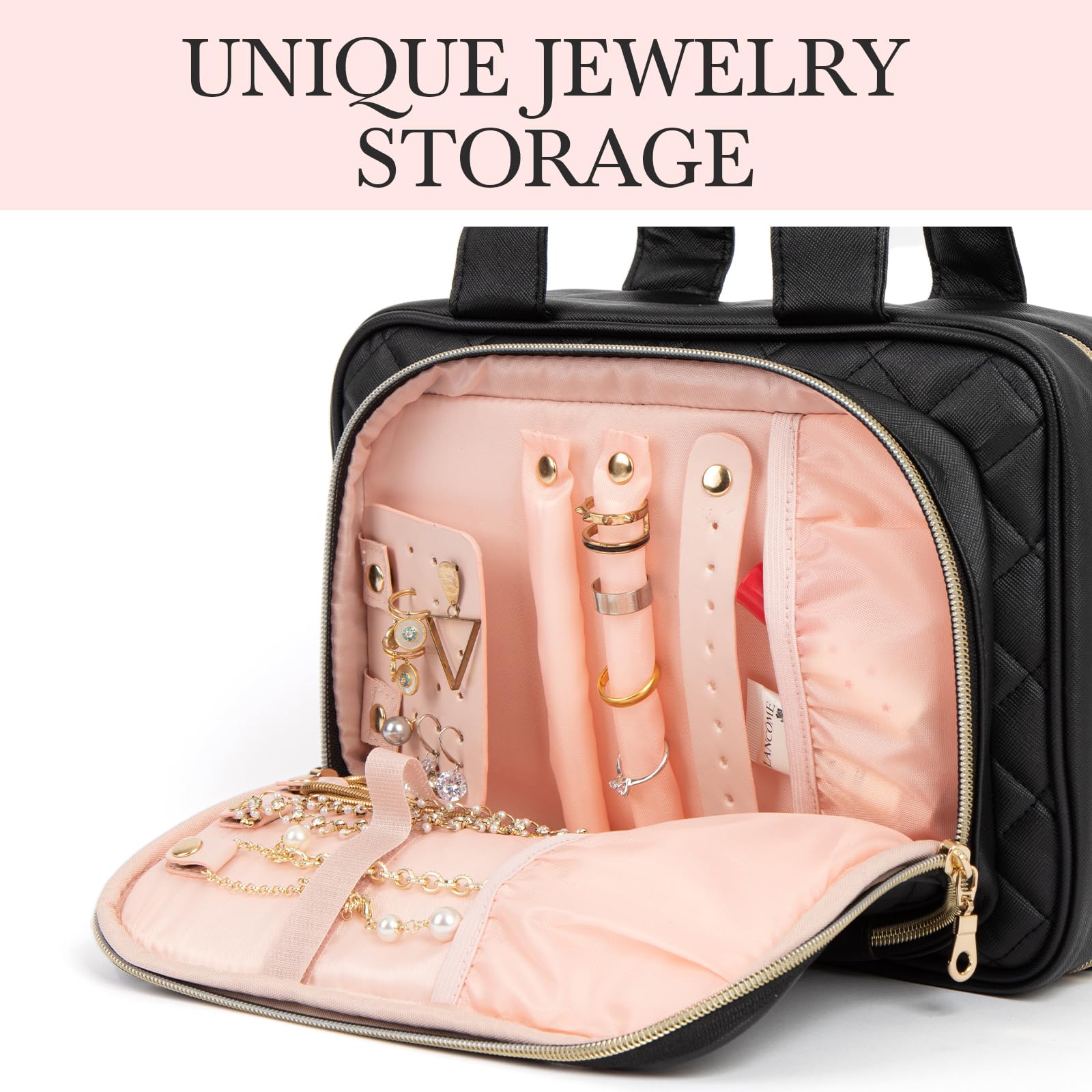 Waterproof Hanging Travel Toiletry Bag with Mirror - Large Cosmetic Organizer for Women & Men - Perfect for Toiletries, Makeup, Jewelry Storage - Ideal for Airplane, Camping, Business Trips & Vacation Essentials