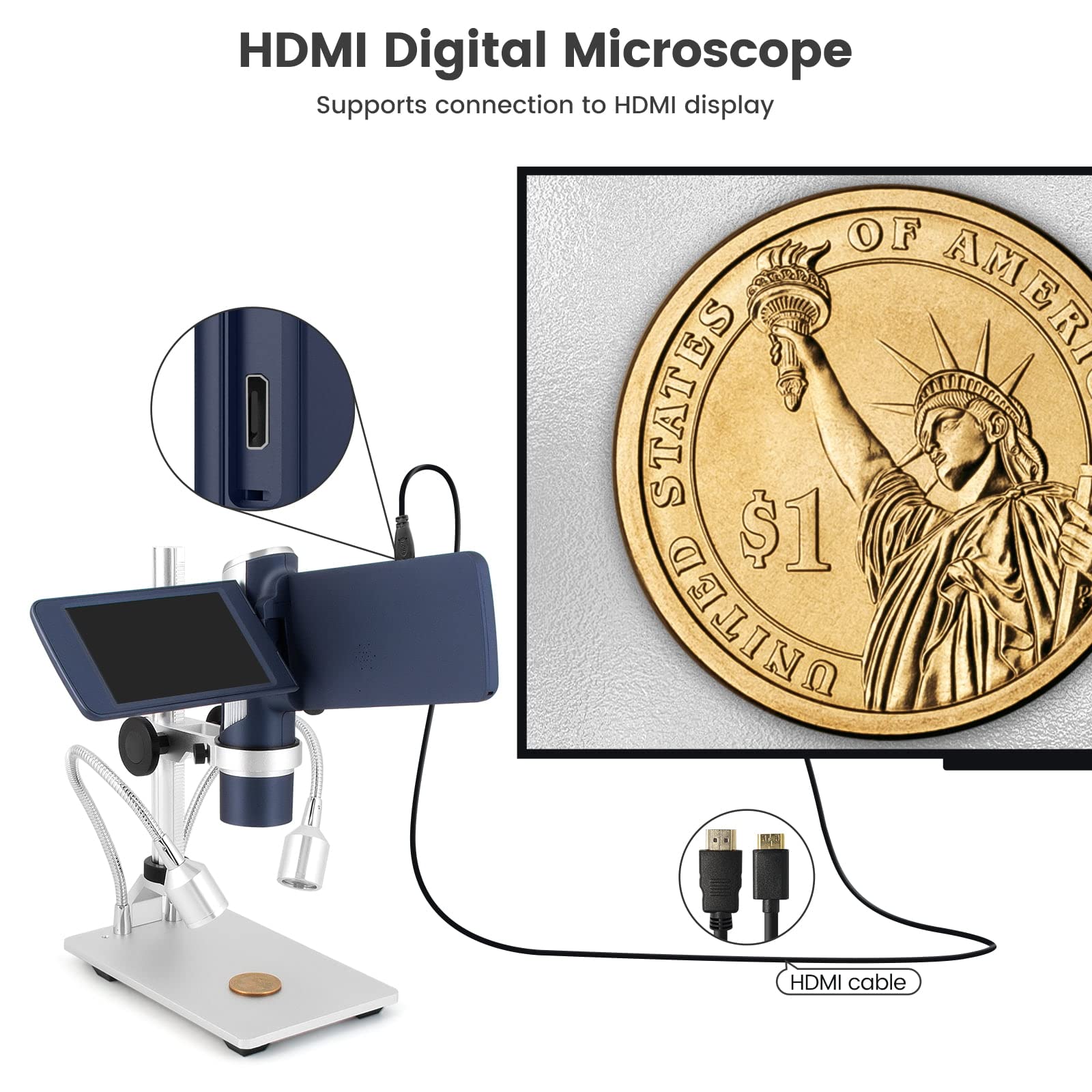 Andonstar AD203S 7X-220X HDMI Digital Microscope with 4