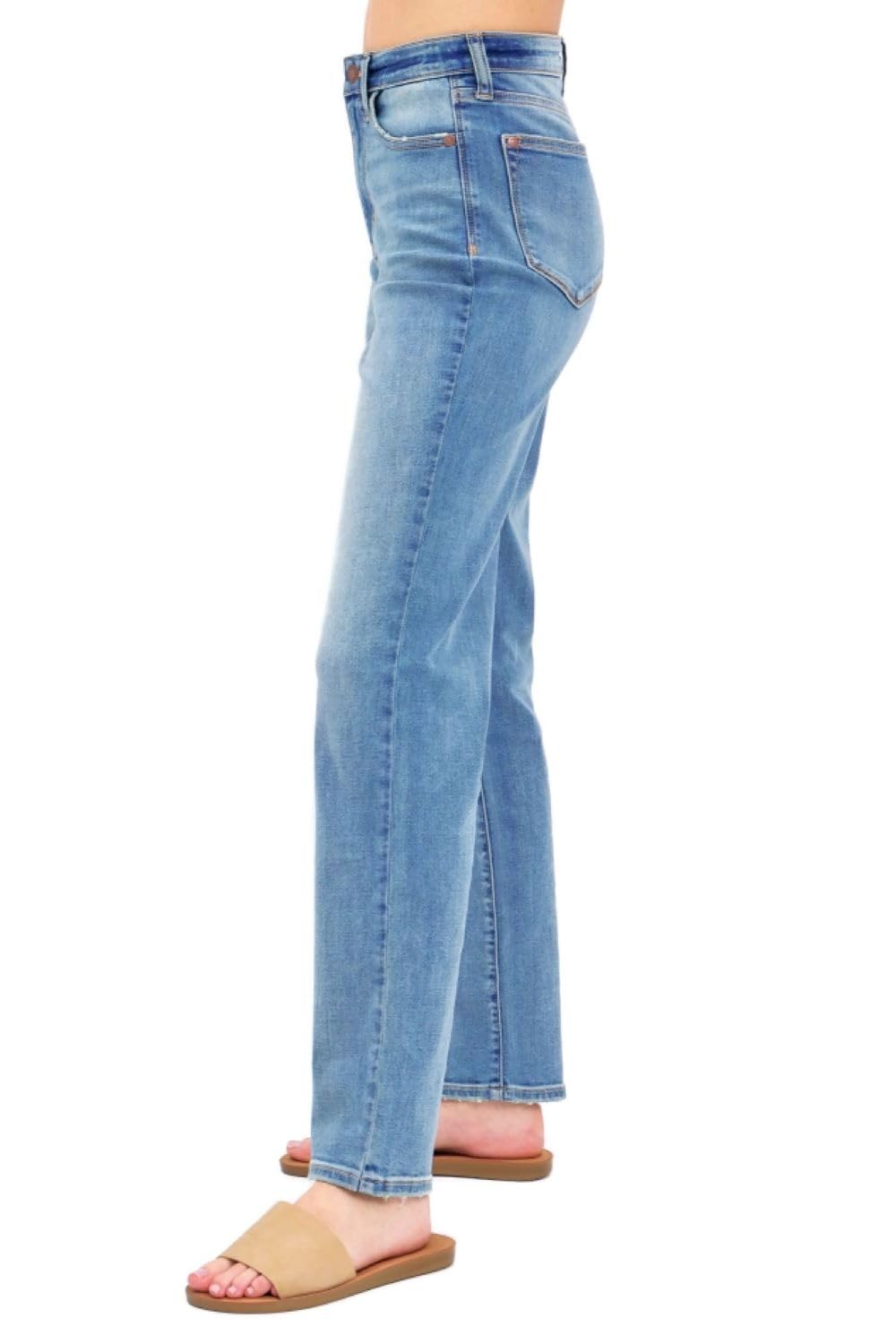 Judy Blue Women's High Waist Straight Leg Jeans - Stretch Denim Pants for Casual Wear & Everyday Comfort