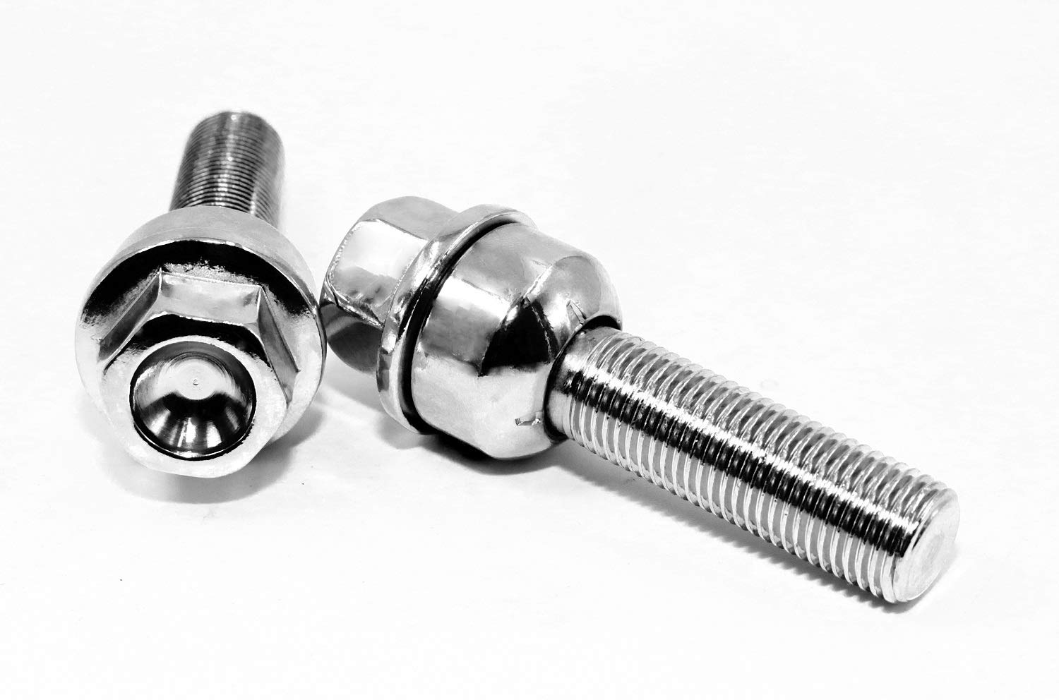 Porsche Lug Bolts 14x1.5mm Set of 20 - Chrome Ball Seat Washers for Factory Wheels & Performance Tires