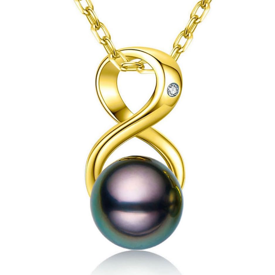 AAA Tahitian Black Pearl Pendant Necklace - 18K Gold Over Sterling Silver Jewelry for Women | Perfect Birthday, Anniversary Gift for Wife, Mom & Daughter | Elegant for Weddings, Parties & Special Occasions