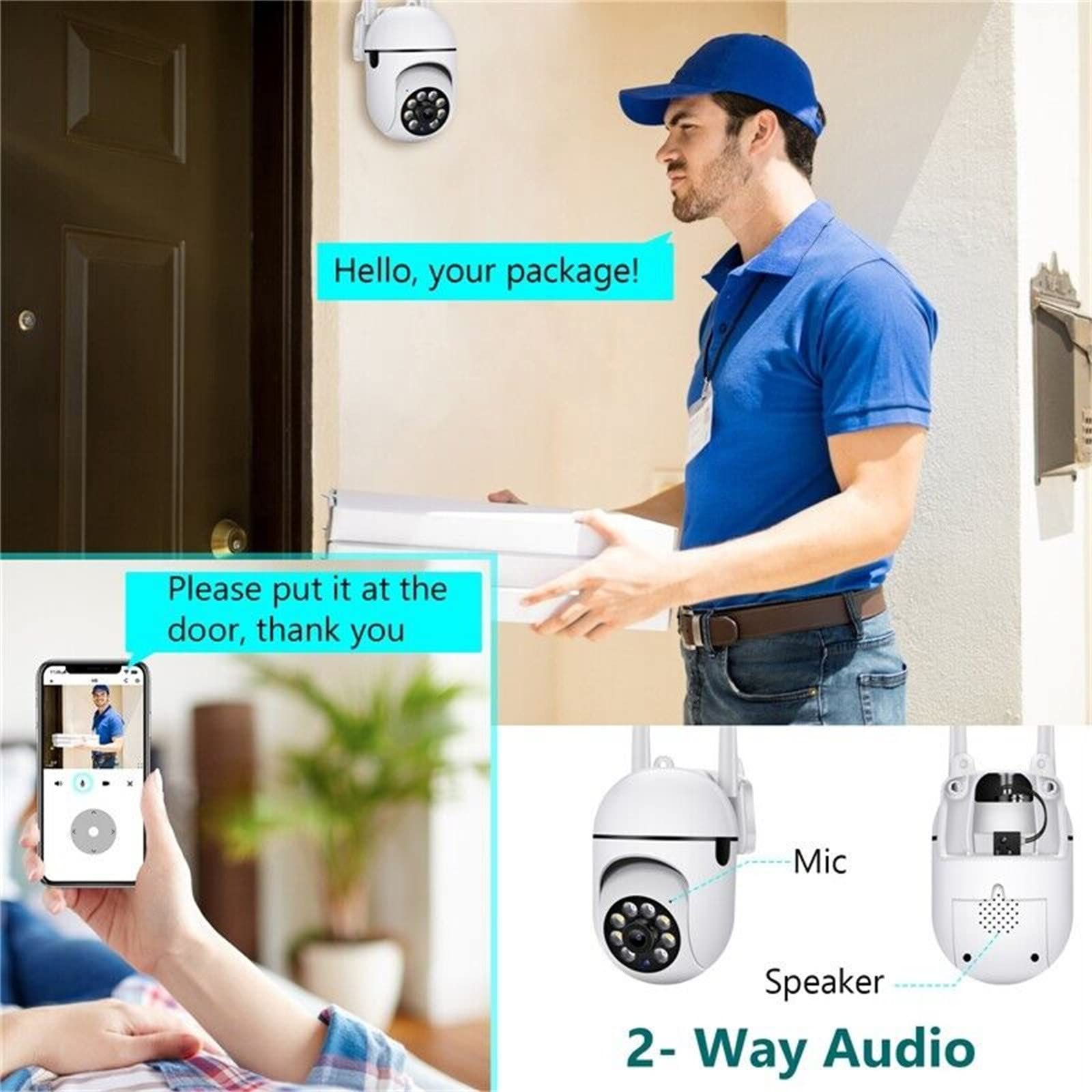 2.4GHz & 5GHz WiFi Security Camera - 1080P HD Dome Surveillance Camera with 360° View, Night Vision, Motion Detection & 2-Way Audio - Waterproof Outdoor/Indoor Home Security Camera (1 Pack) - Perfect for Baby Monitoring, Pet Watching & Property Protection (7x4x2.7 inches)
