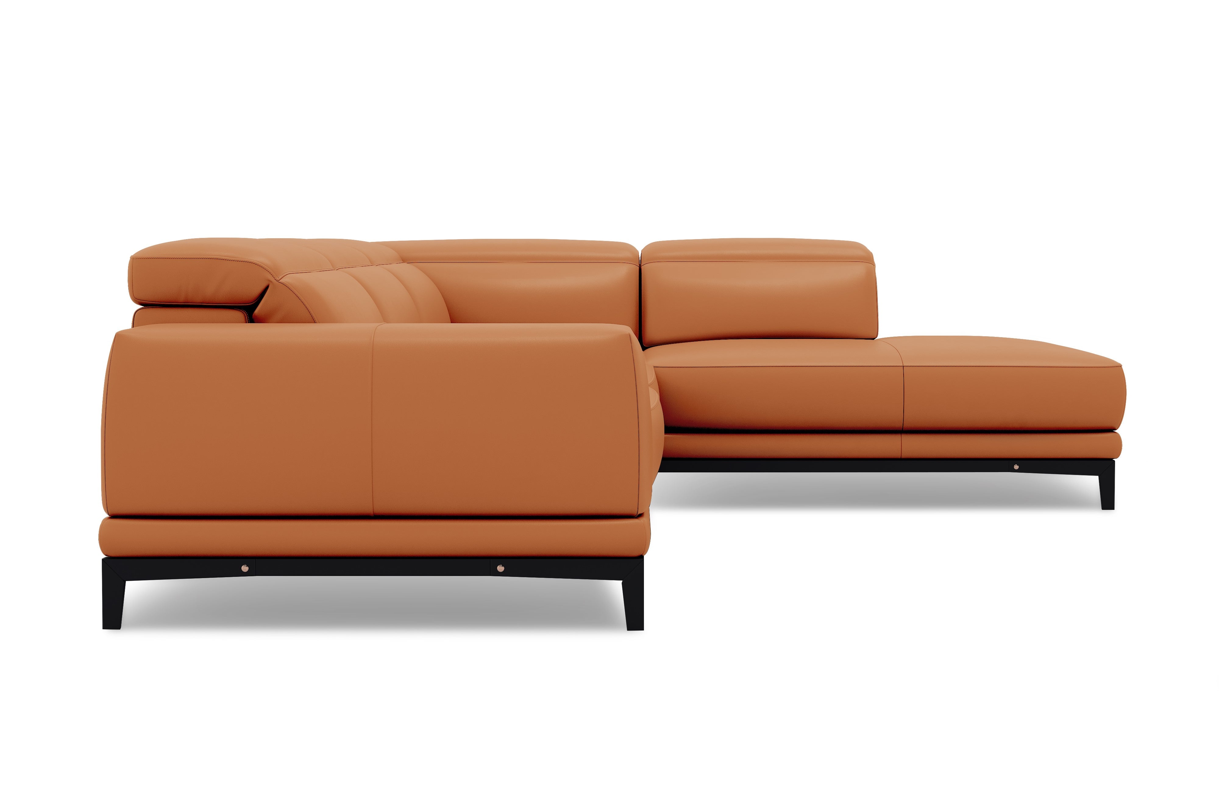 Premium Top Grain Leather Sectional Sofa - L-Shape with Right Chaise in Rich Cognac | Valencia Valletta Collection | Perfect for Living Room, Home Theater & Lounge Areas