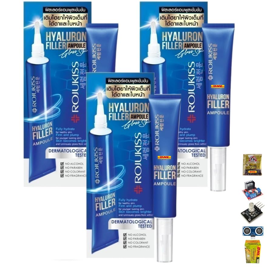 Rojukiss Hya Filler Eye Serum - Korean Moisturizing Face Serum for Smooth Skin, 20ml (Pack of 3) | Anti-Aging Eye Treatment for Dark Circles & Wrinkles | Perfect for Night Routine & Travel Skincare