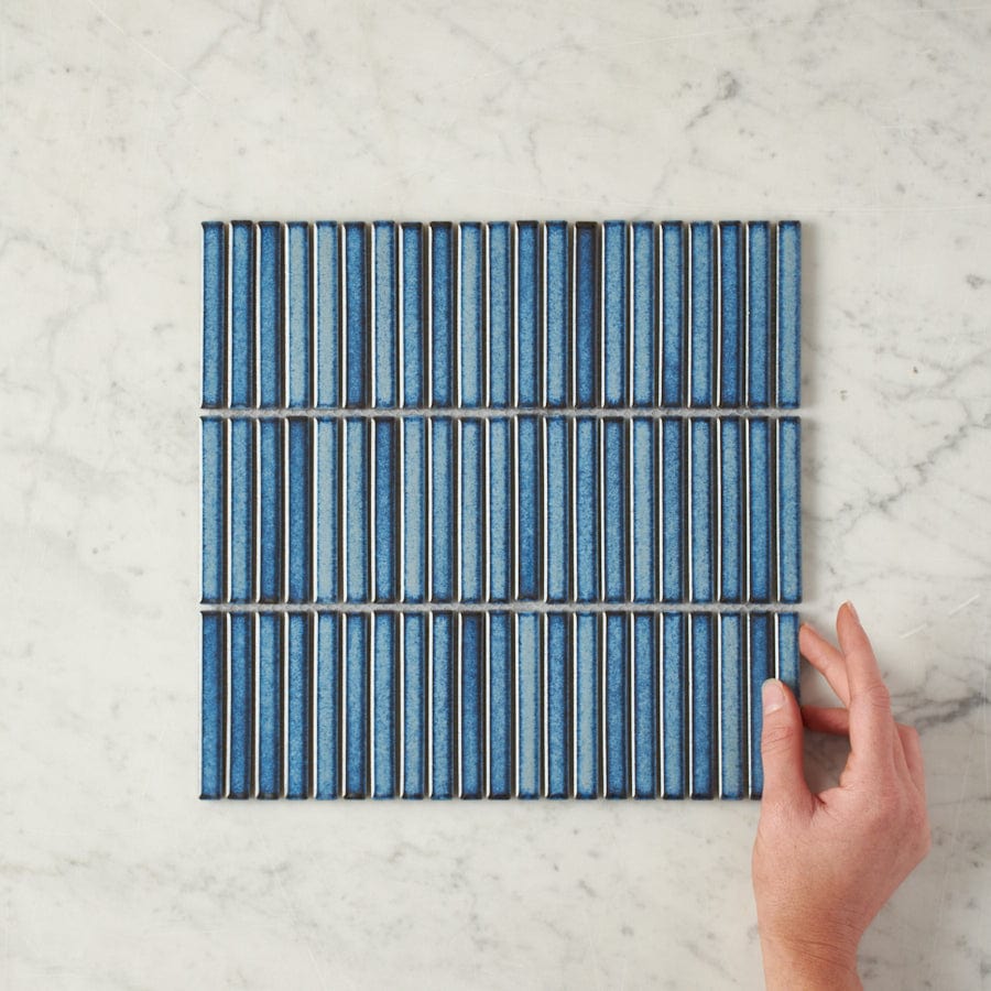 Vintage Blue Kit Kat Mosaic Tile - Handmade Ceramic Wall & Floor Tiles for Kitchen Backsplash, Bathroom, and Pool Designs | Coogee Collection