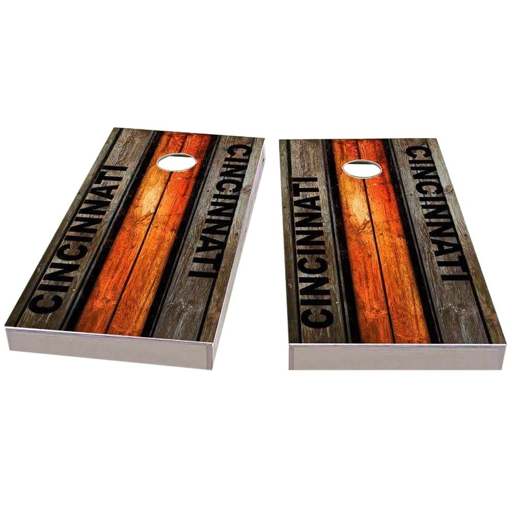 Premium Cincinnati Cornhole Boards Set - 2 Wooden Game Boards & 8 Bean Bags for Outdoor Tailgating, Backyard Parties, and Family Fun