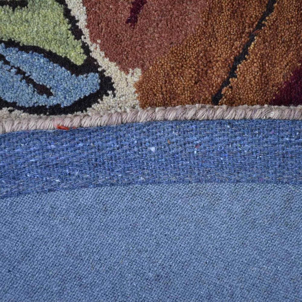 Hand Tufted Wool Eco-Friendly Round Area Rug 8'x8' - Cream Floral Modern Design, High Pile Thick Non-Slip Handmade Rug for Living Room, Bedroom, Nursery & Home Decor (K03066)