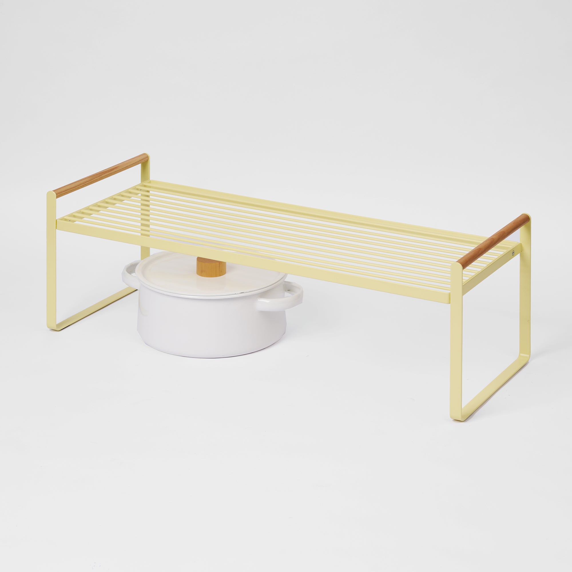 Sturdy Countertop Wire Shelf - Steel & Wood Organizer for Kitchen, Bathroom, or Office Storage | Space-Saving Solution for Small Spaces
