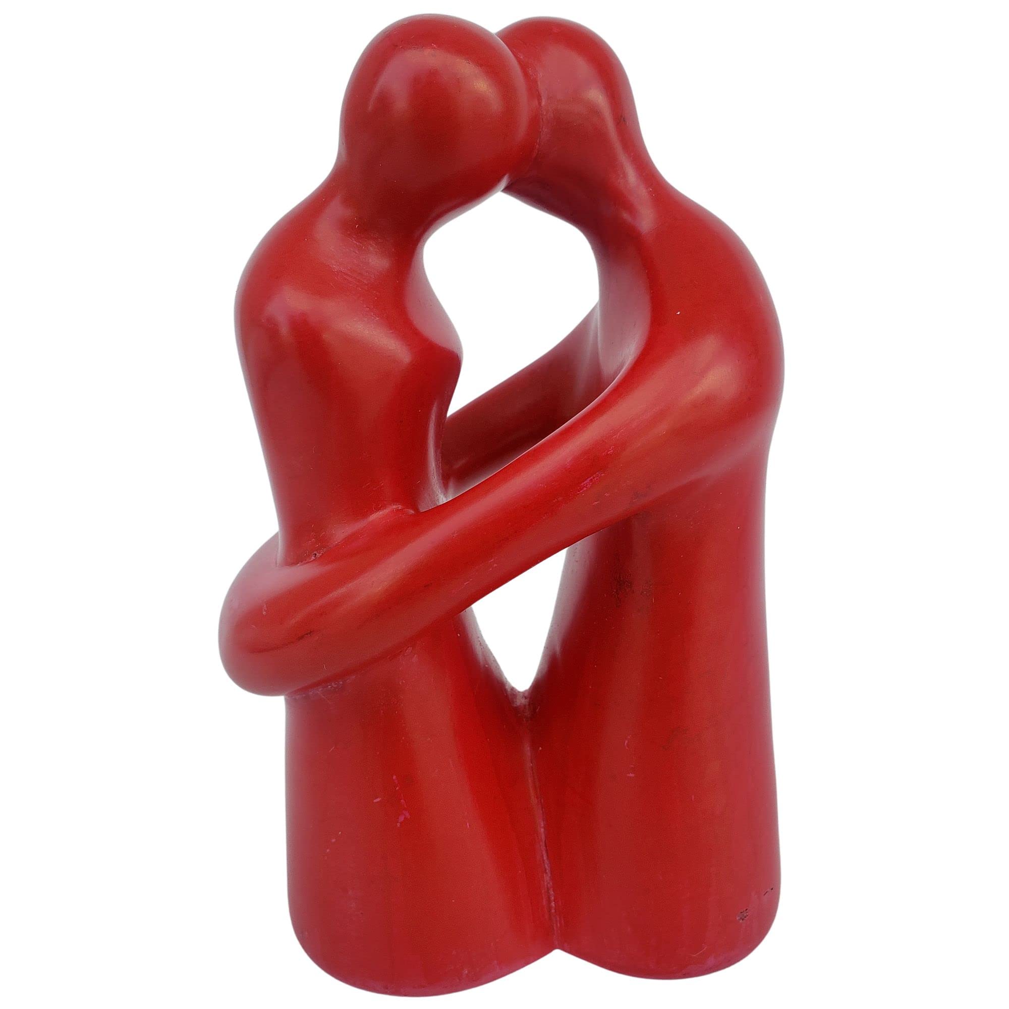 Authentic African Soapstone Sculpture - Handcrafted Red BA73-RED 7 Inch Statue | African Home Decor, Unique Gift Idea for Housewarming & Office Decor