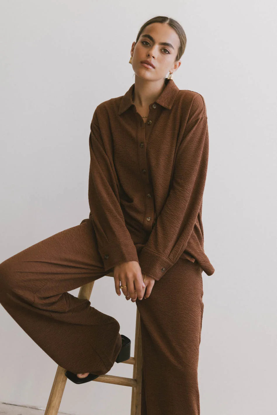 Etta Button Up Shirt in Terracotta - Women's Casual Blouse for Work & Weekend | Final Sale