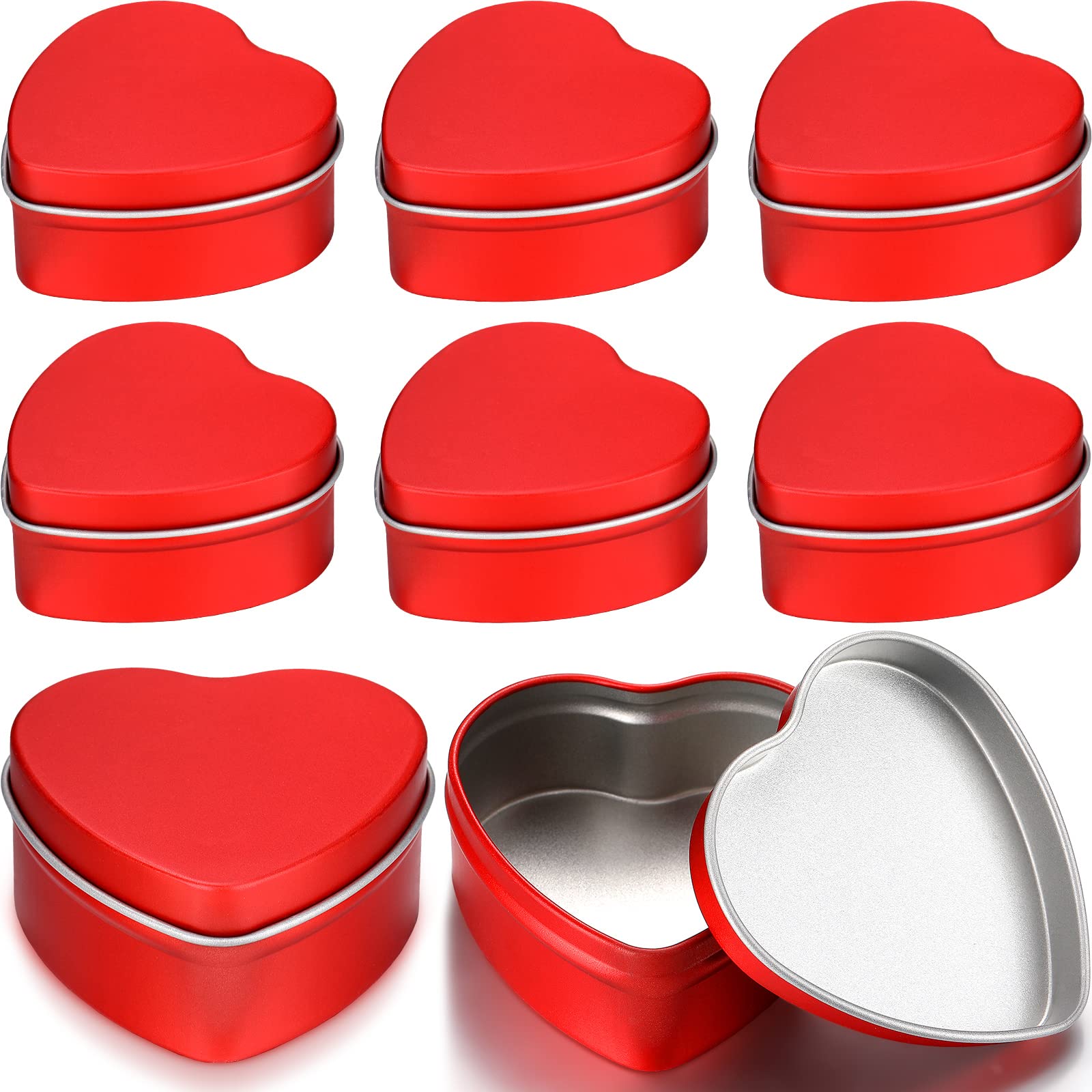6-Piece Heart Shaped Candle Tins with Lids - Airtight Empty Candle Jars for DIY Candles, Valentine's Gifts & Home Decor | Perfect for Mother's Day, Wedding Favors, Party Decorations & Romantic Gifts (Red)