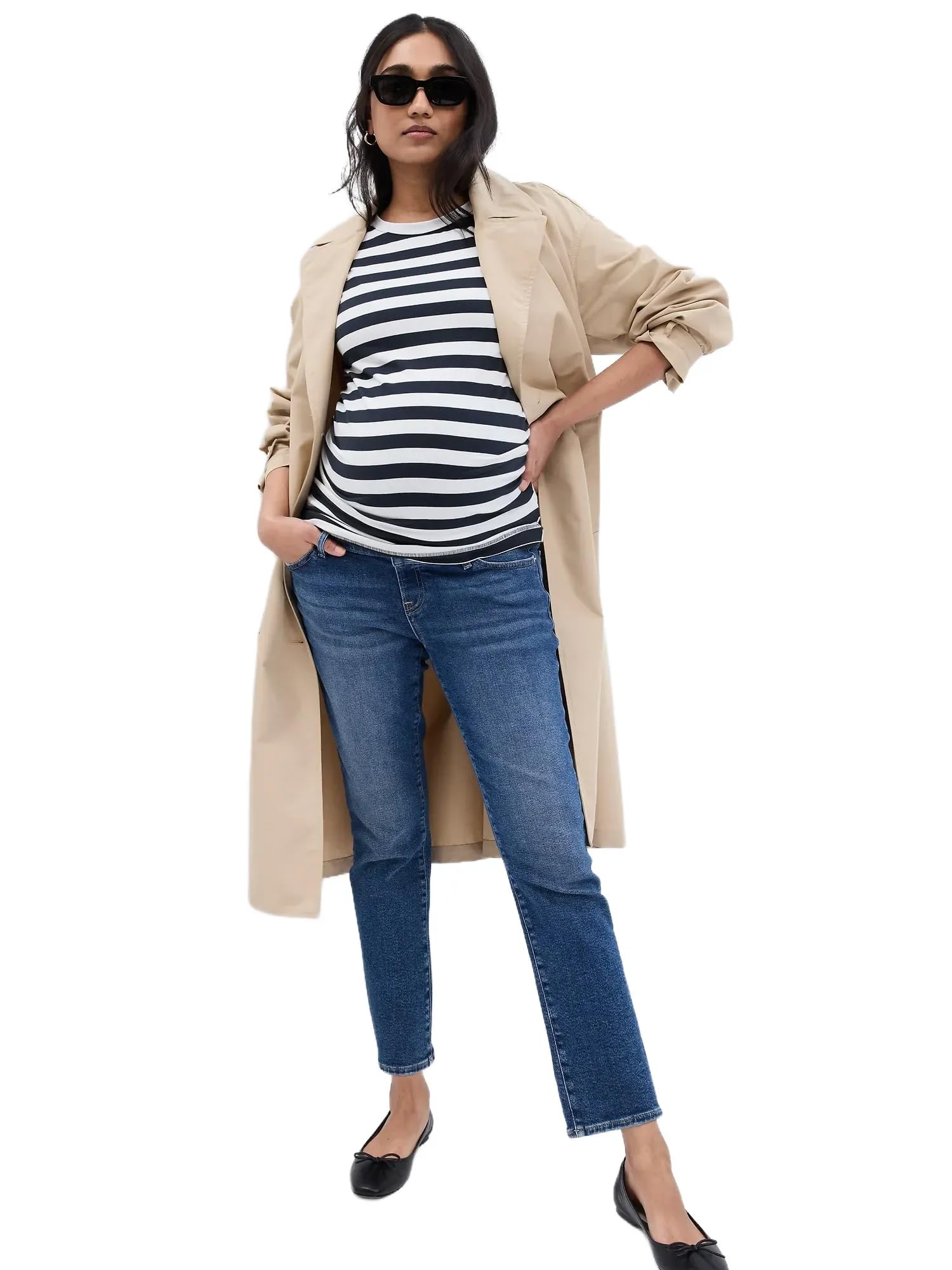 GAP Women's Maternity True Waistband Full Panel Vintage Slim Jeans - Comfortable Pregnancy Denim Pants for Everyday Wear & Maternity Photos