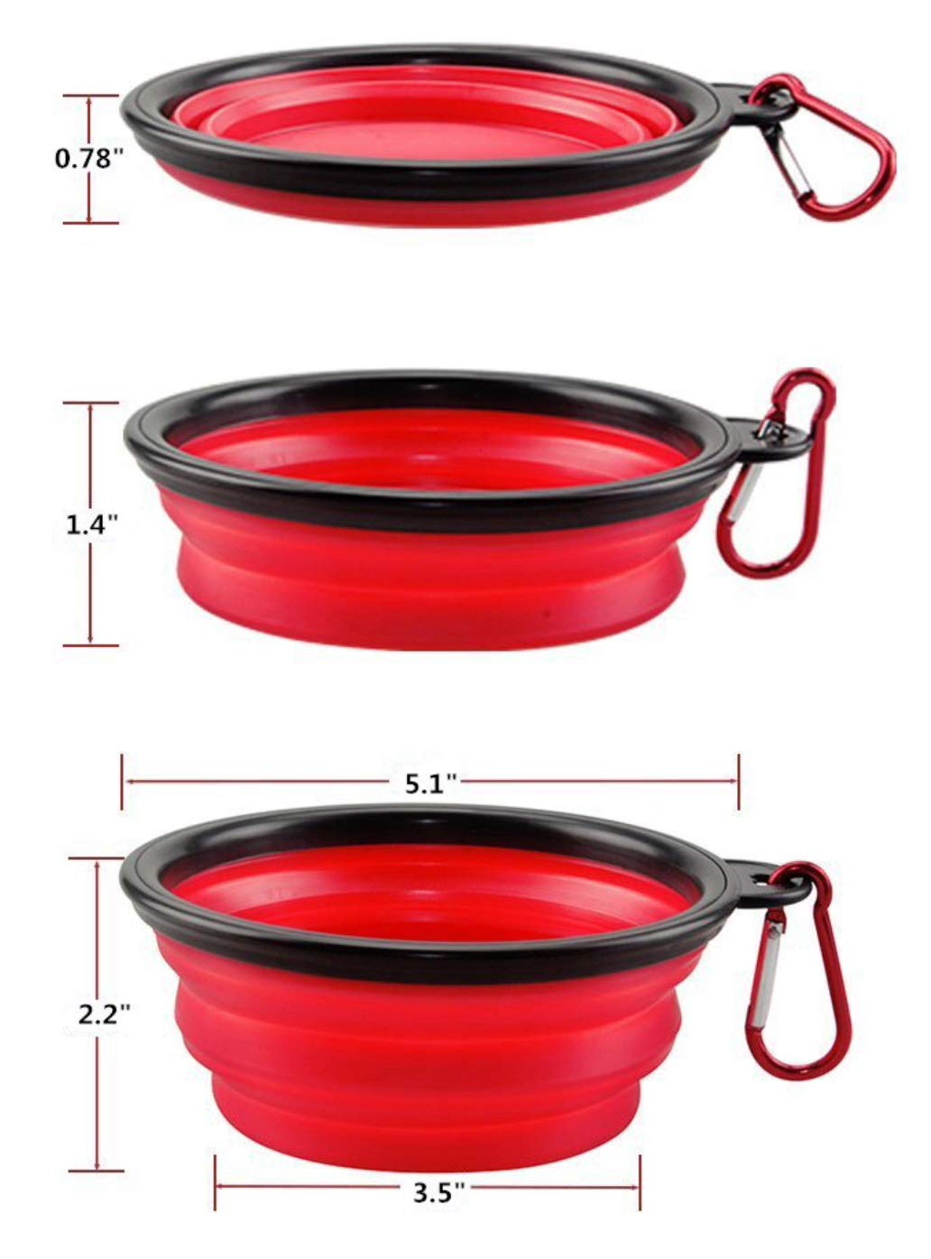 Funiverse 6-Pack Collapsible Silicone Travel Dog Bowls for Food & Water - Portable Pet Feeding Bowls for Hiking, Camping, and Outdoor Adventures