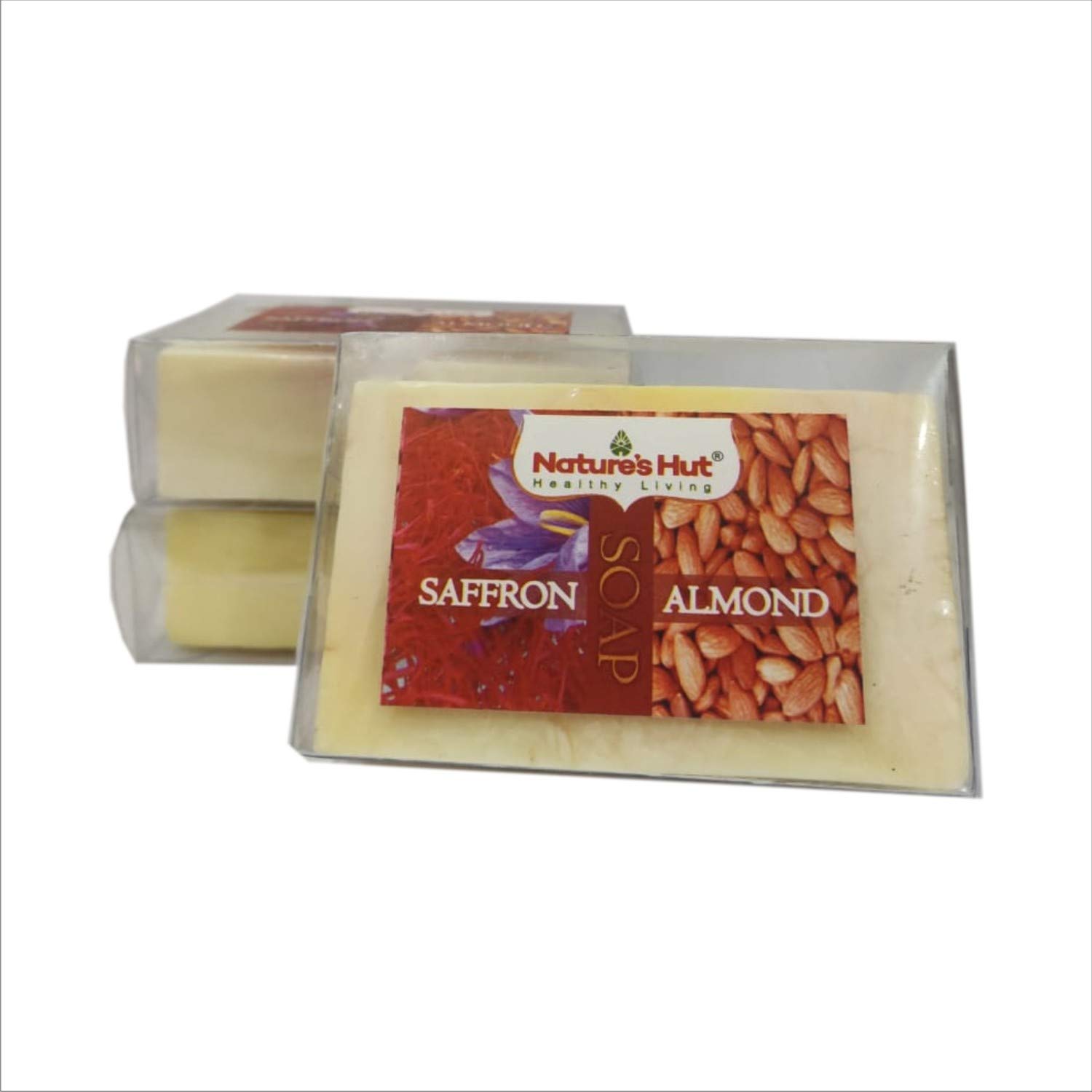 Natures Hut Premium Saffron Almond Handmade Soap Bars (125g, Pack of 3) - All Natural, Organic Skincare for Dry & Sensitive Skin - Perfect for Daily Face & Body Cleansing, Gift Sets