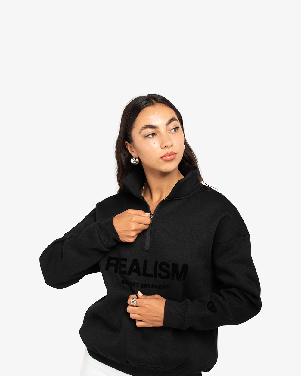 SSS Realism Idol Half Zip Sweater - Black | Stylish & Comfortable Pullover for Casual Wear, Street Fashion & Layering