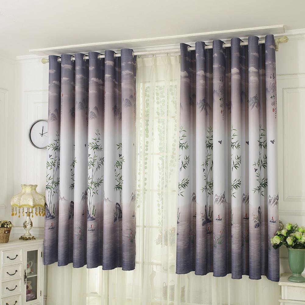 Noiacdo Blackout Curtains - Pastoral Printed Window Drapes for Living Room & Bedroom, Thermal Insulated Room Darkening Curtains for Home Decor, Nursery, Theater Room (Set of 2 Panels)