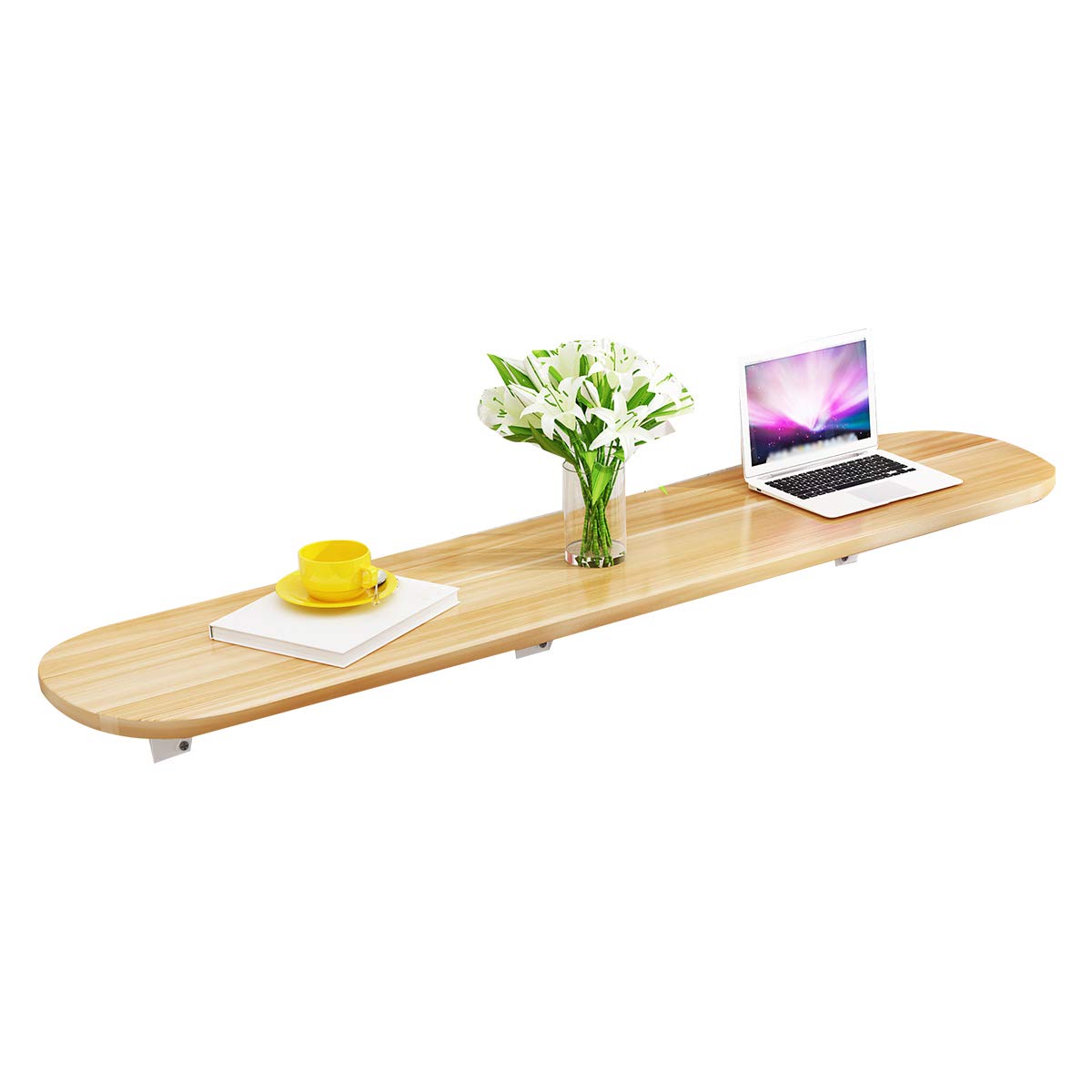 Foldable Wall-Mounted Bar Table - Space Saving Kitchen Dining Table, Study Desk, Breakfast Nook (60/80/100/120cm Length Options) - Perfect for Small Apartments, Dorms & Compact Living Spaces
