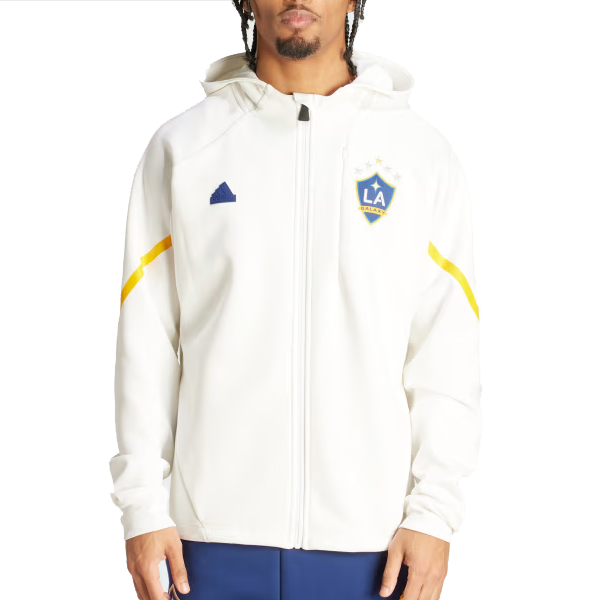 Adidas LA Galaxy D4GMD Anthem Hoodie Jacket 2024 - White - Men's Soccer Fan Apparel for Game Day & Casual Wear